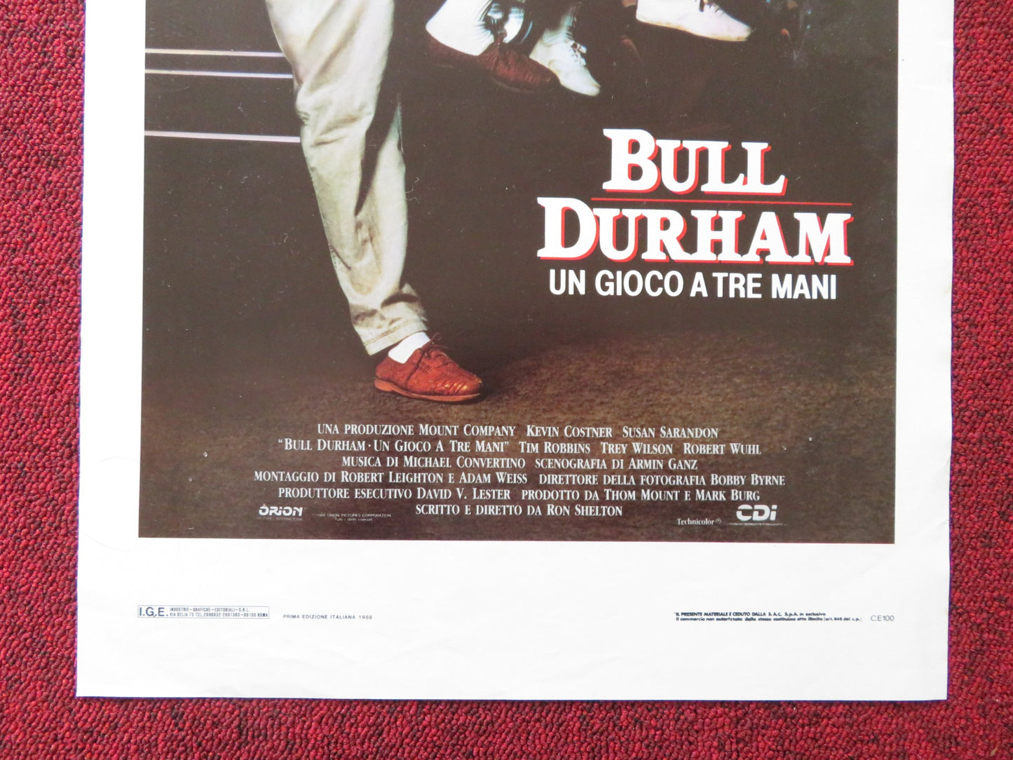 BULL DURHAM ITALIAN LOCANDINA POSTER KEVIN COSTNER SUSAN SARANDON 1988