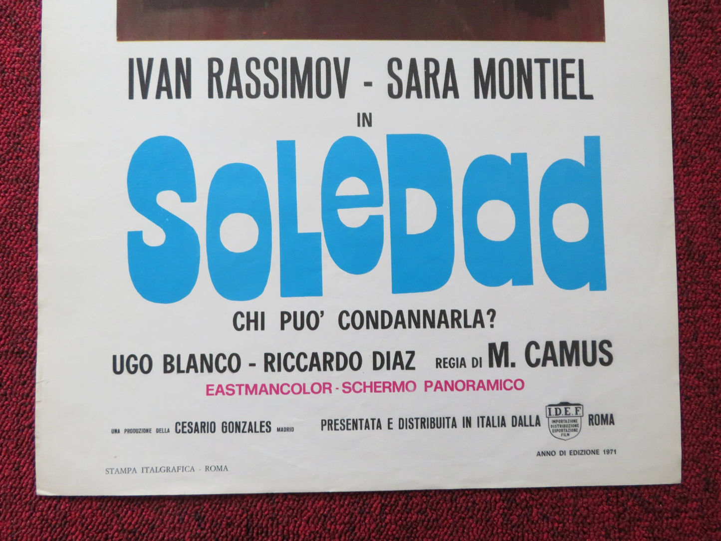 SOLEDAD ITALIAN LOCANDINA POSTER IVAN RASSIMOV SARA MONTIEL R1971