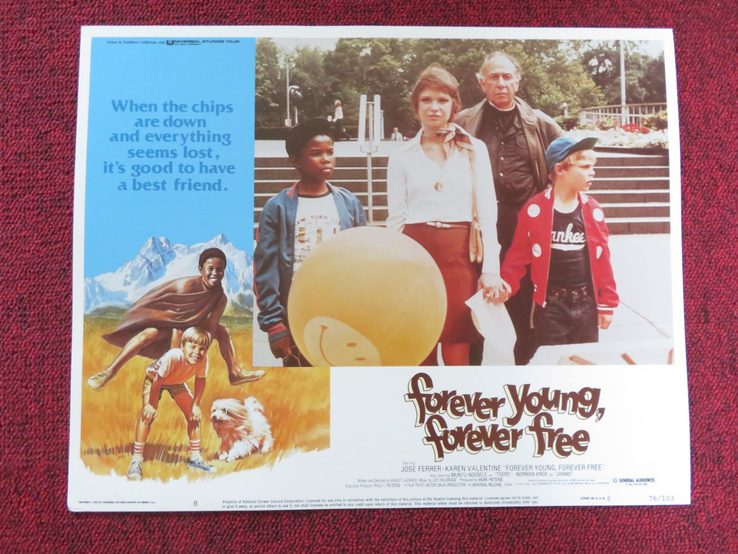 FOREVER YOUNG, FOREVER FREE US LOBBY CARD FULL SET JOSE FERRER 1976