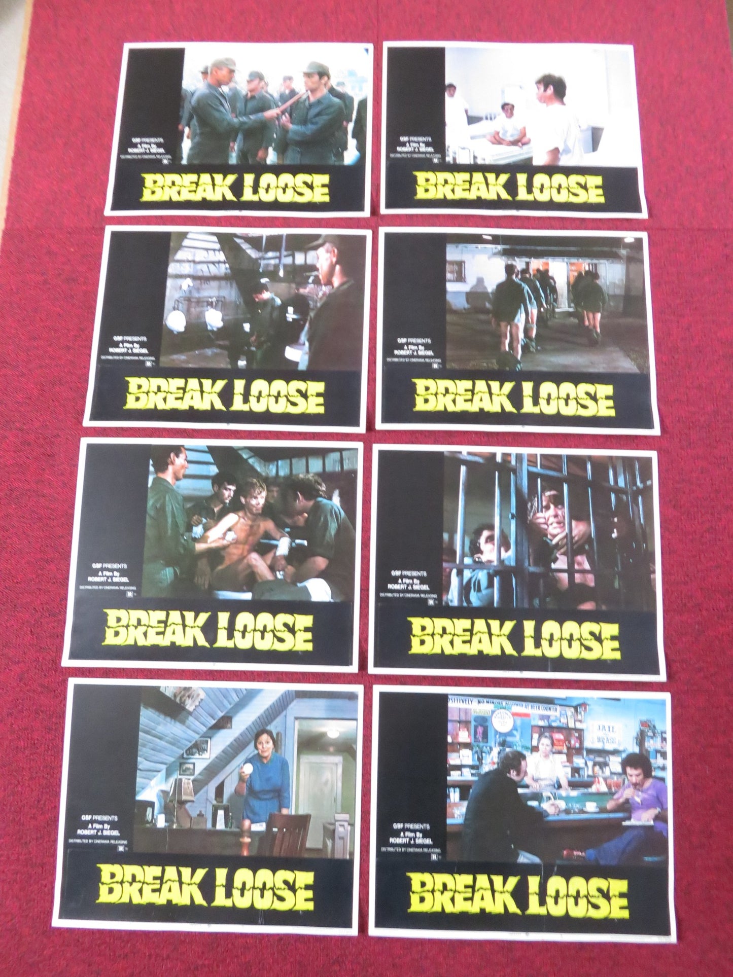 BREAK LOOSE / PARADES US LOBBY CARD FULL SET RUSS THACKER BRAD SULLIVAN 1972