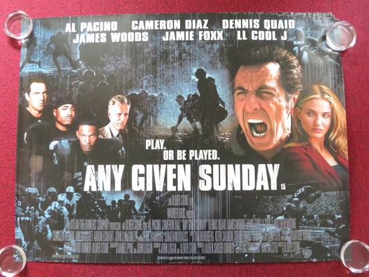 ANY GIVEN SUNDAY UK QUAD ROLLED POSTER AL PACINO CAMERON DIAZ 1999