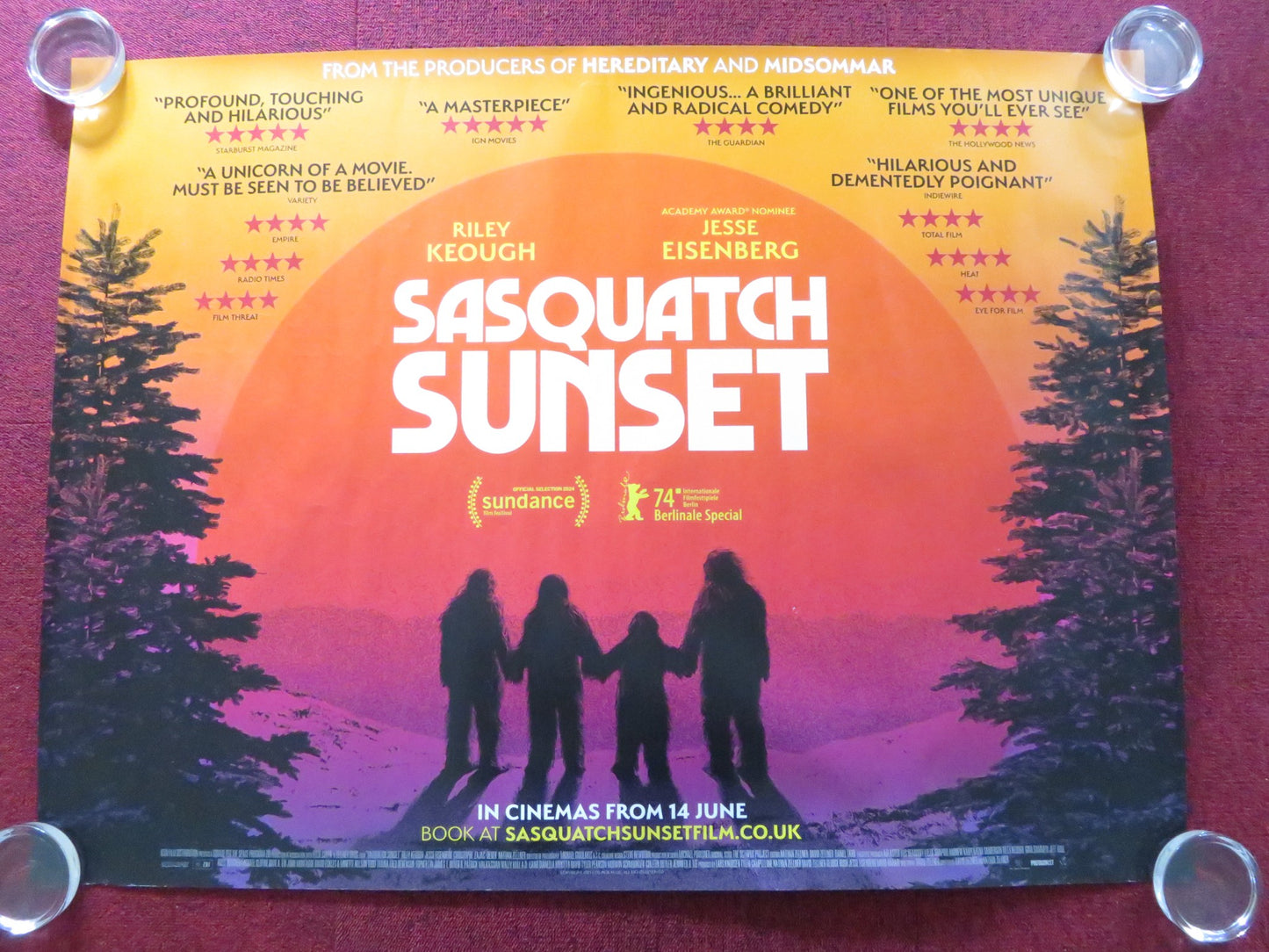 THE SASQUATCH SUNSET UK QUAD ROLLED POSTER JESSE EISENBERG RILEY KEOUGH 2024