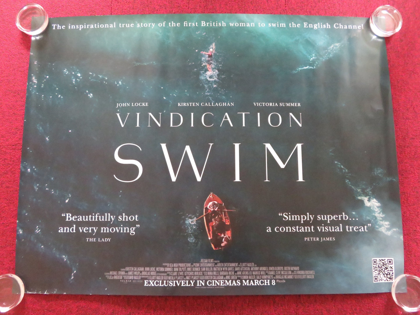 VINDICATION SWIM UK QUAD ROLLED POSTER KIRSTEN CALLAGHAN JOHN LOCKE 2024