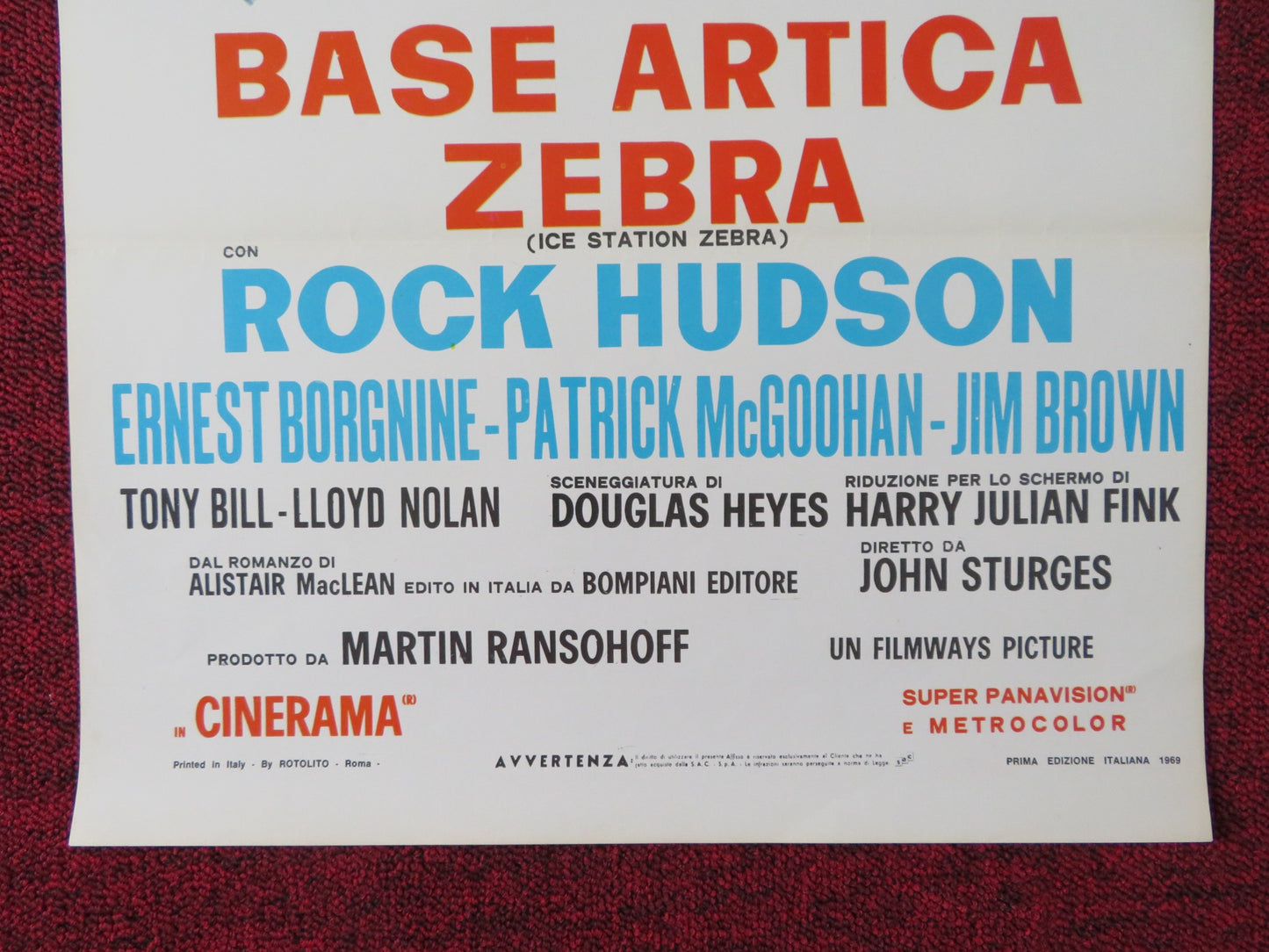 ICE STATION ZEBRA ITALIAN LOCANDINA POSTER ROCK HUDSON ERNEST BORGNINE 1969