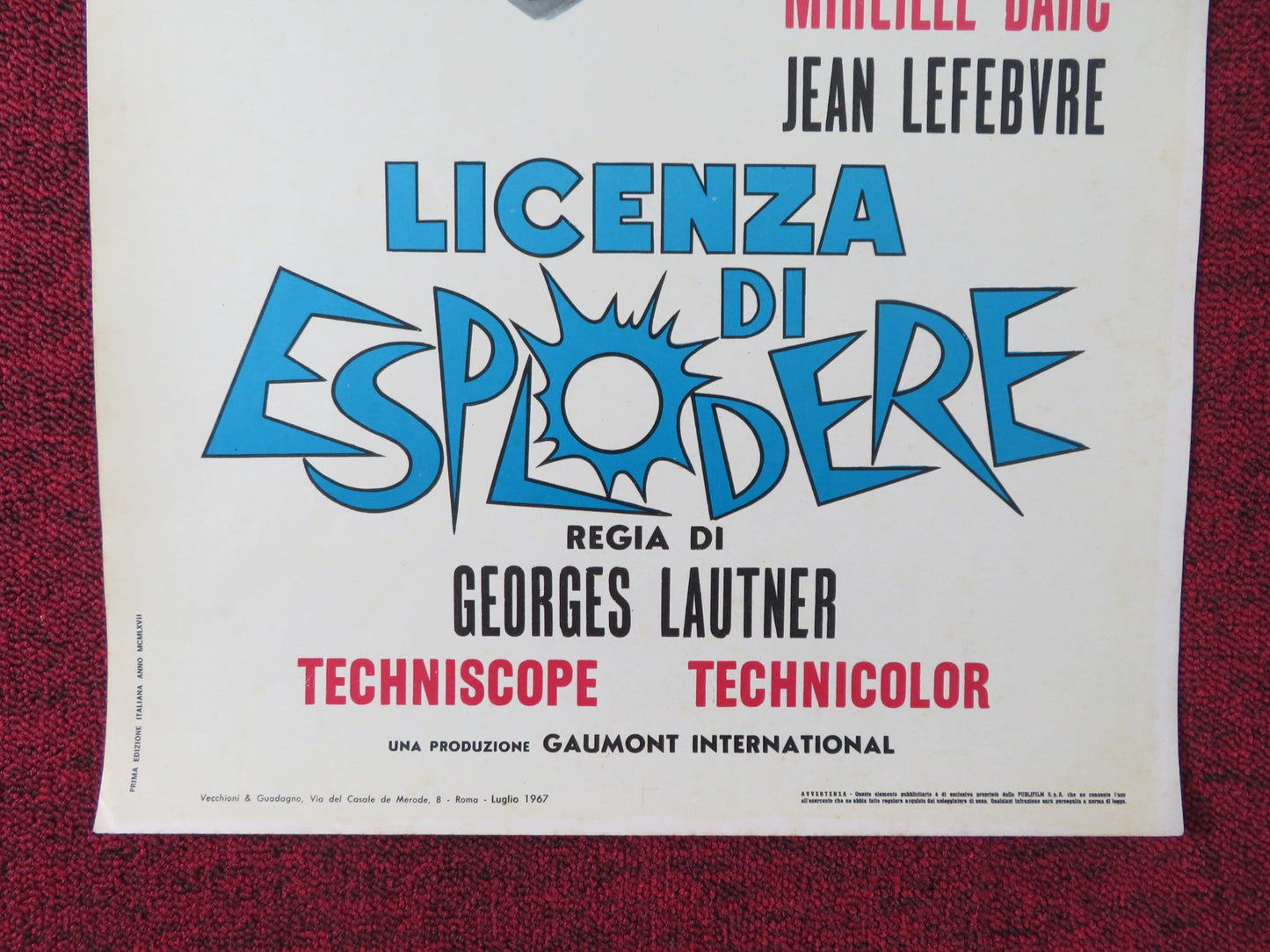 LET'S NOT GET ANGRY ITALIAN LOCANDINA POSTER LINO VENTURA MIREILLE DARC 1967