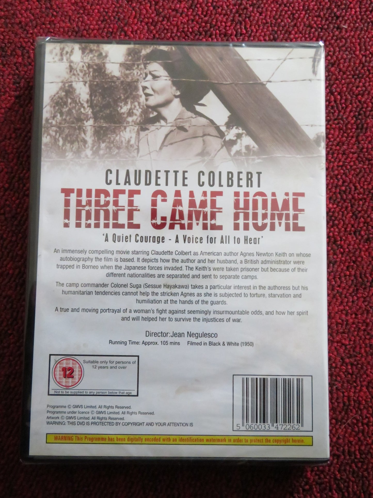 THREE CAME HOME (DVD) CLAUDETTE COLBERT JEAN NEGULESCO 1950