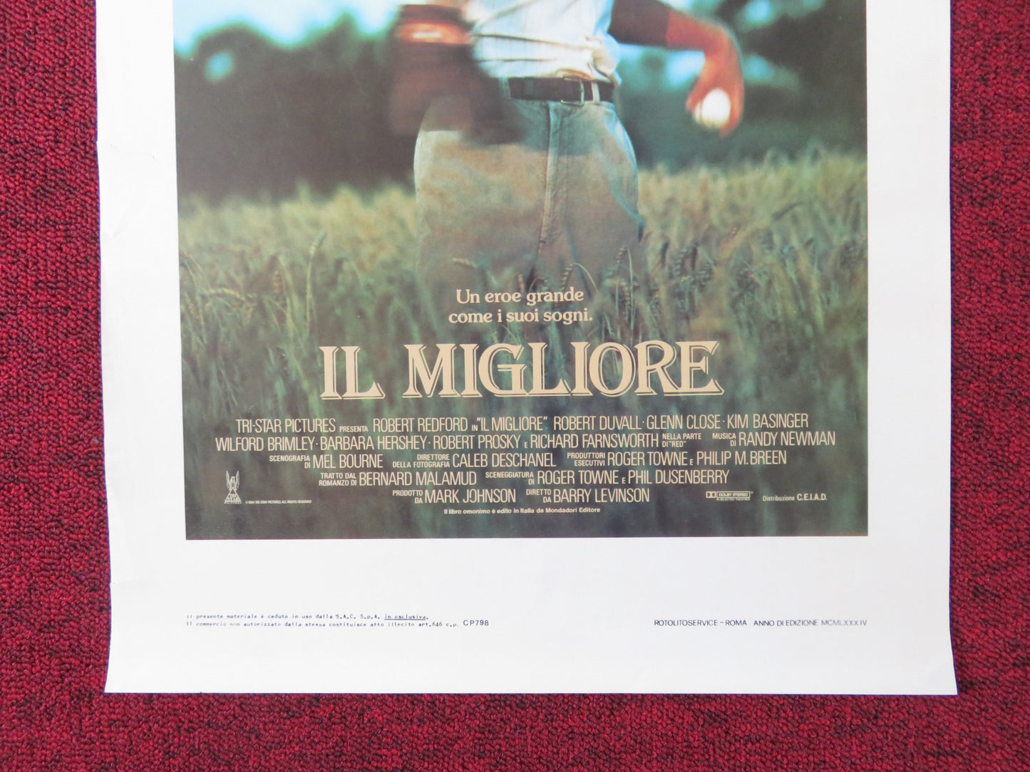 THE NATURAL ITALIAN LOCANDINA POSTER ROBERT REDFORD ROBERT DUVALL 1984