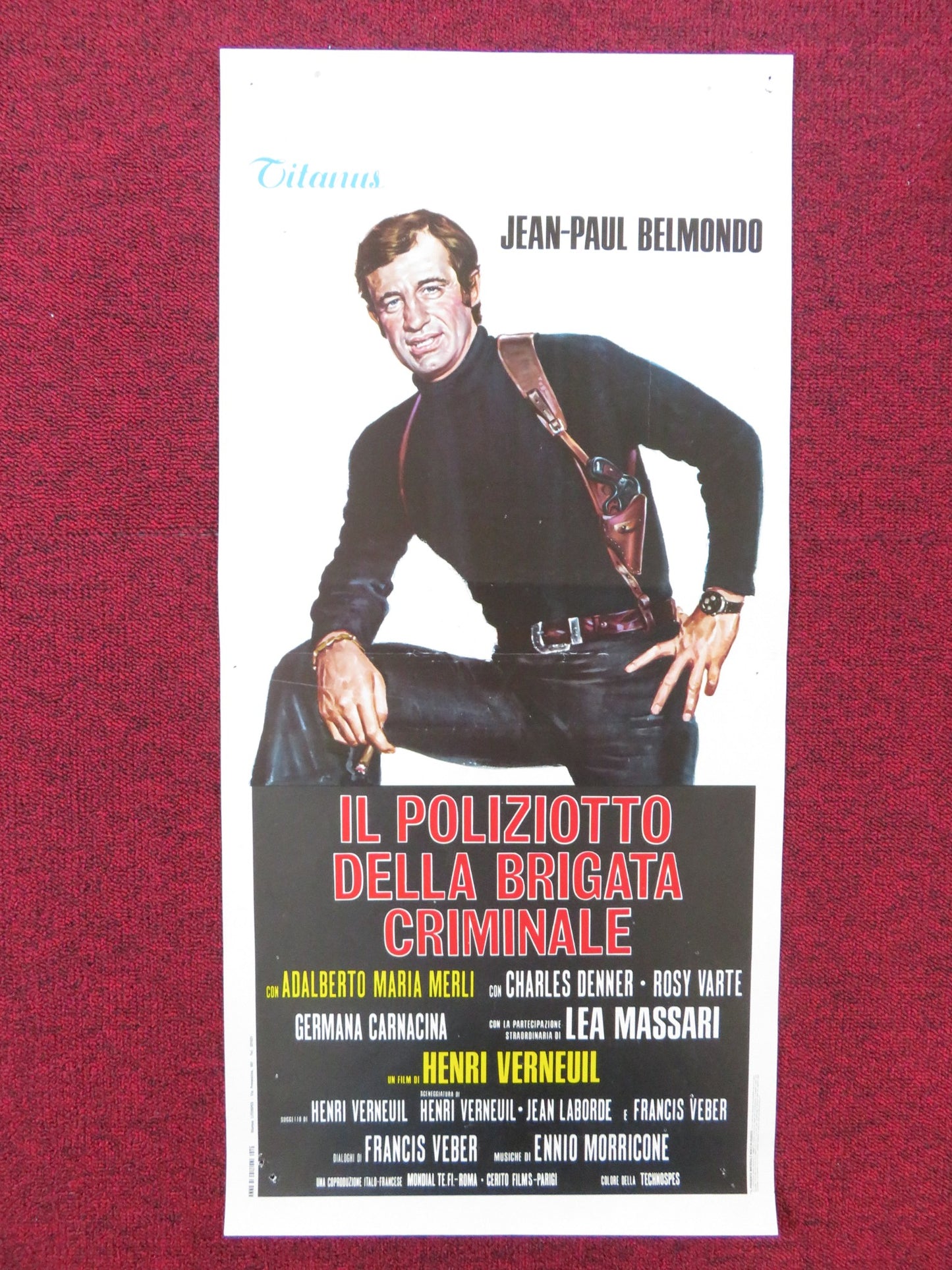 THE NIGHT CALLER ITALIAN LOCANDINA POSTER JEAN-PAUL BELMONDO CHARLES DENNER 1975