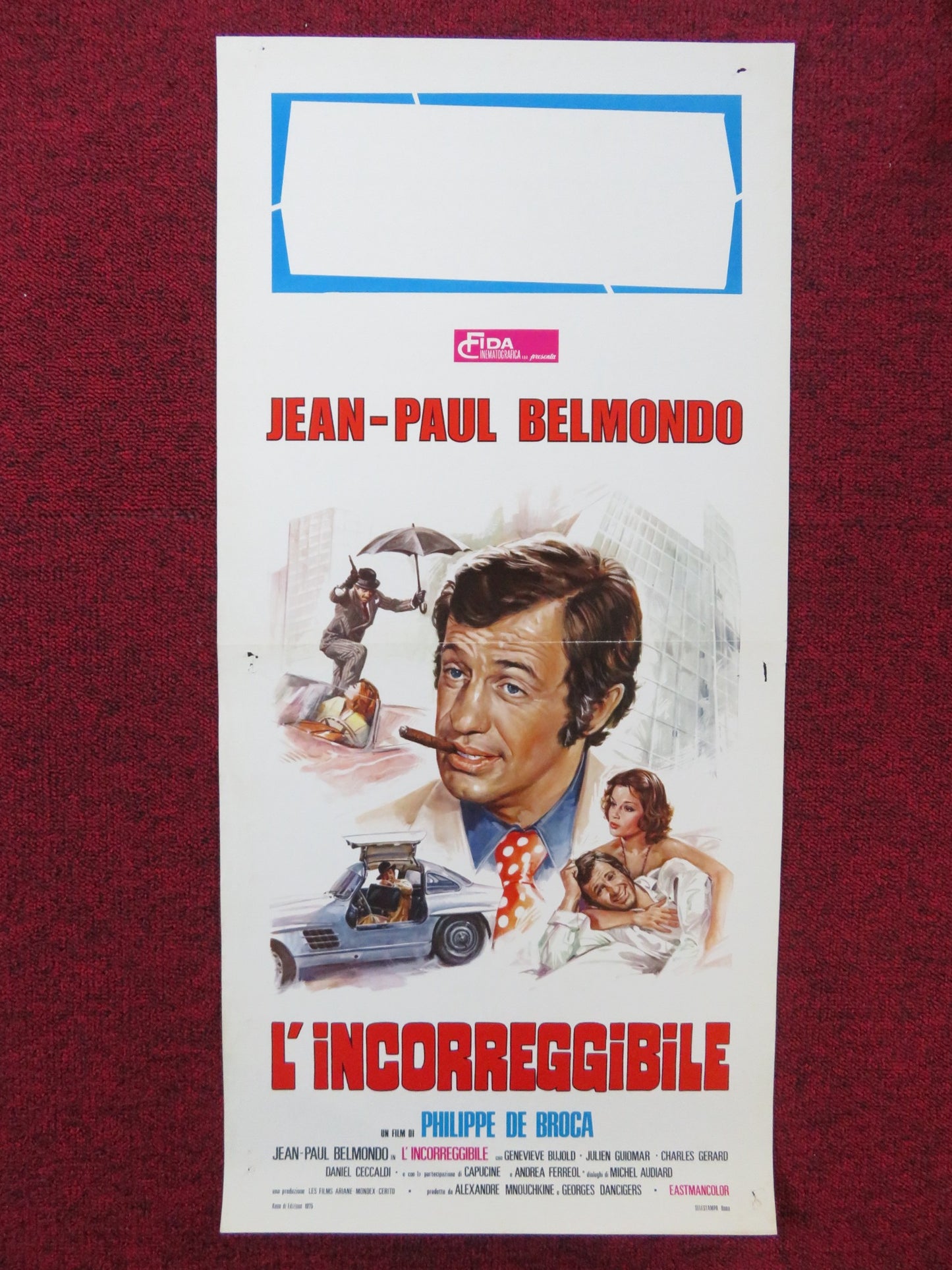 INCORRIGIBLE ITALIAN LOCANDINA POSTER JEAN-PAUL BELMONDO GENEVIEVE BUJOLD 1975