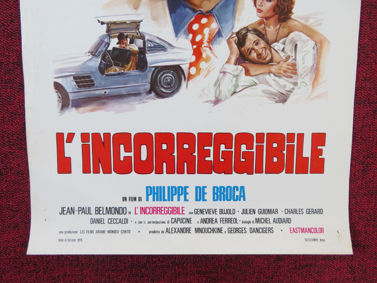 INCORRIGIBLE ITALIAN LOCANDINA POSTER JEAN-PAUL BELMONDO GENEVIEVE BUJOLD 1975