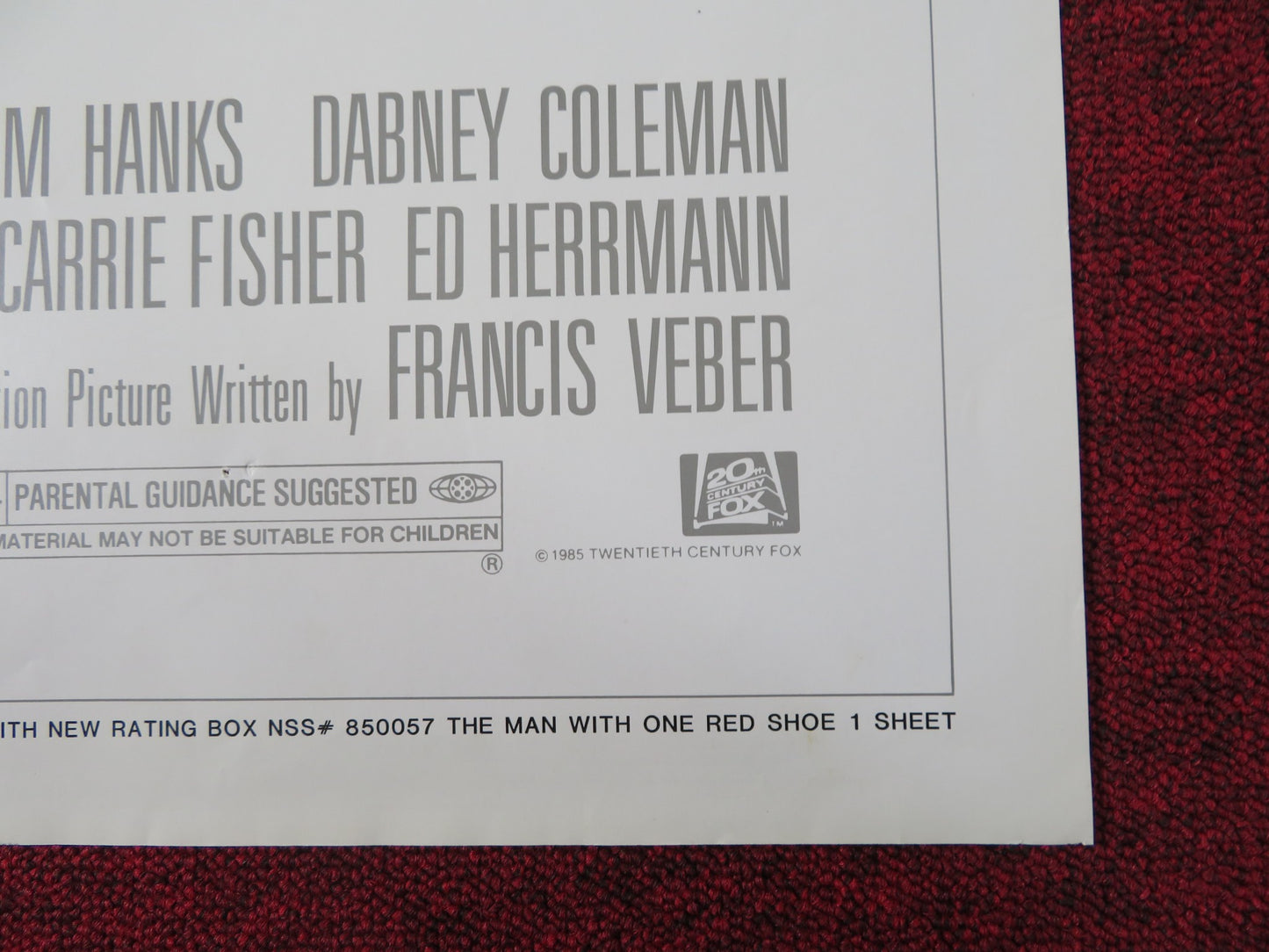 THE MAN WITH ONE RED SHOE FOLDED US ONE SHEET POSTER TOM HANKS C. FISHER 1985