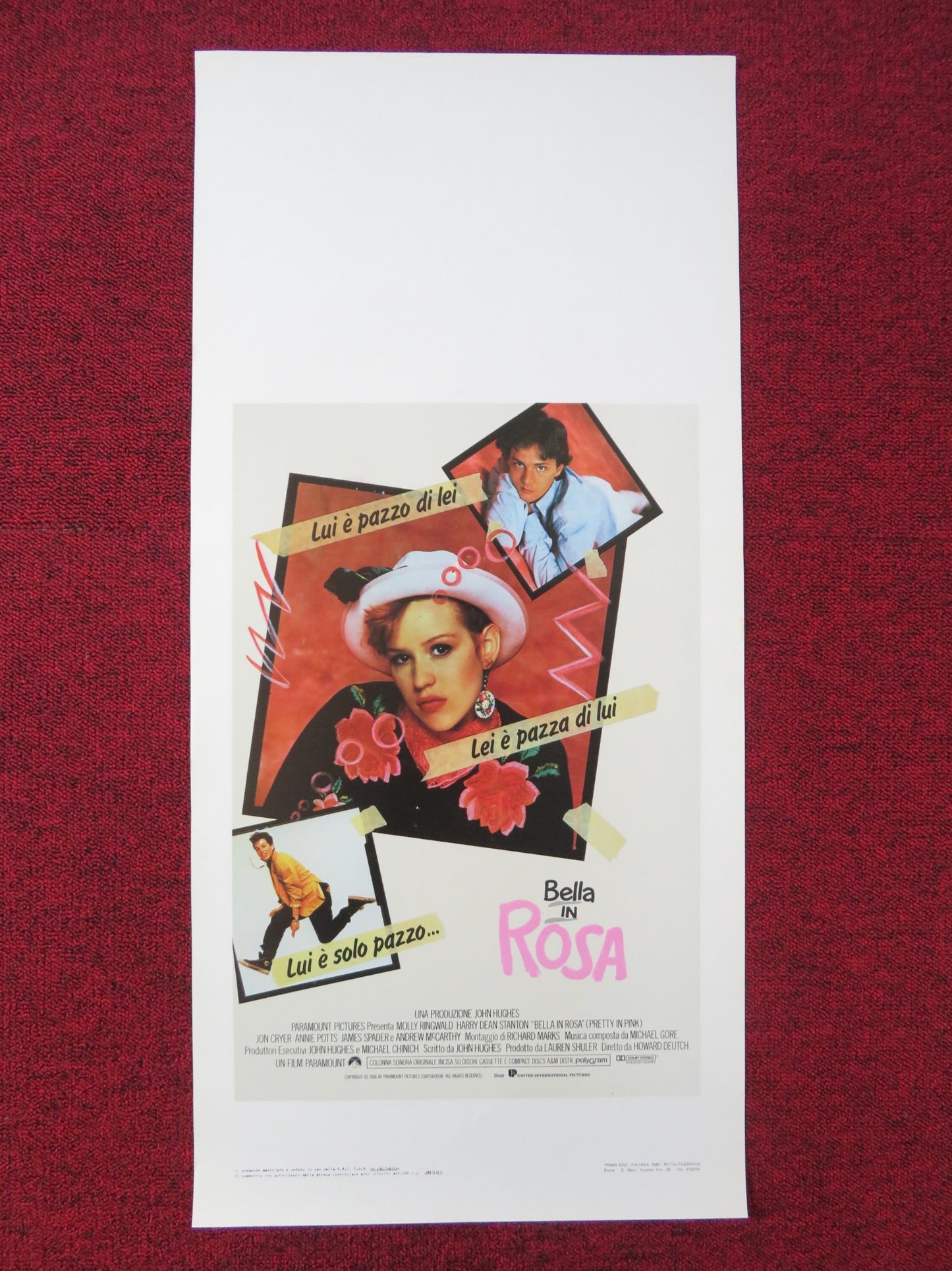 PRETTY IN PINK ITALIAN LOCANDINA POSTER MOLLY RINGWALD ANDREW MCCARTHY 1986