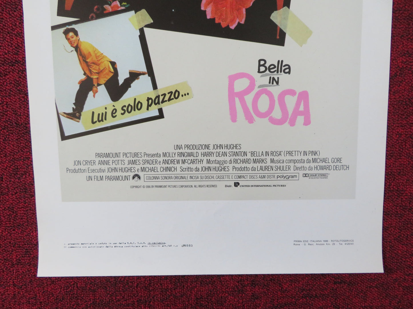 PRETTY IN PINK ITALIAN LOCANDINA POSTER MOLLY RINGWALD ANDREW MCCARTHY 1986