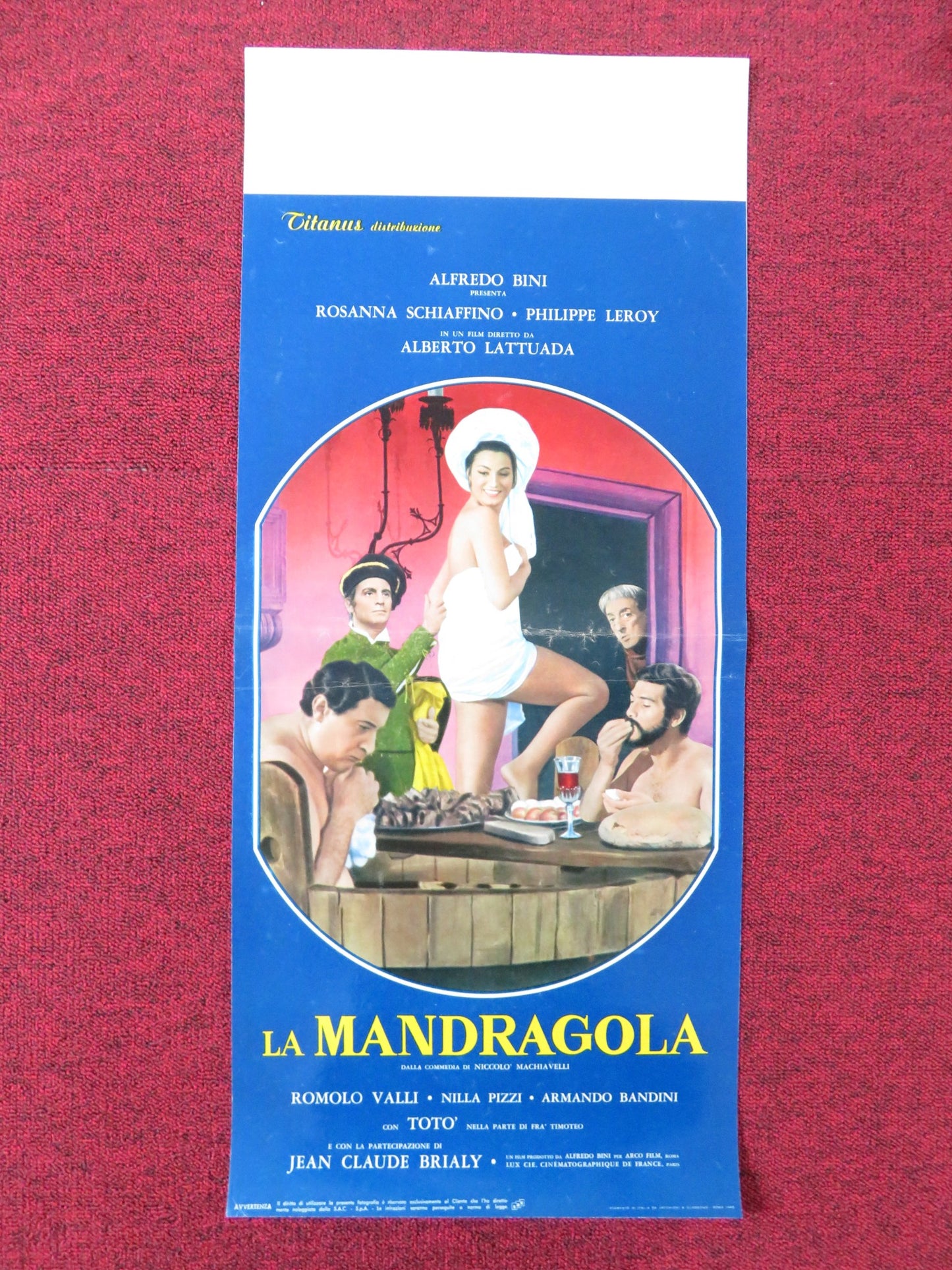 LA MANDRAGOLA ITALIAN LOCANDINA POSTER ROSANNA SCHIAFFINO PHILIPE LEROY 1965