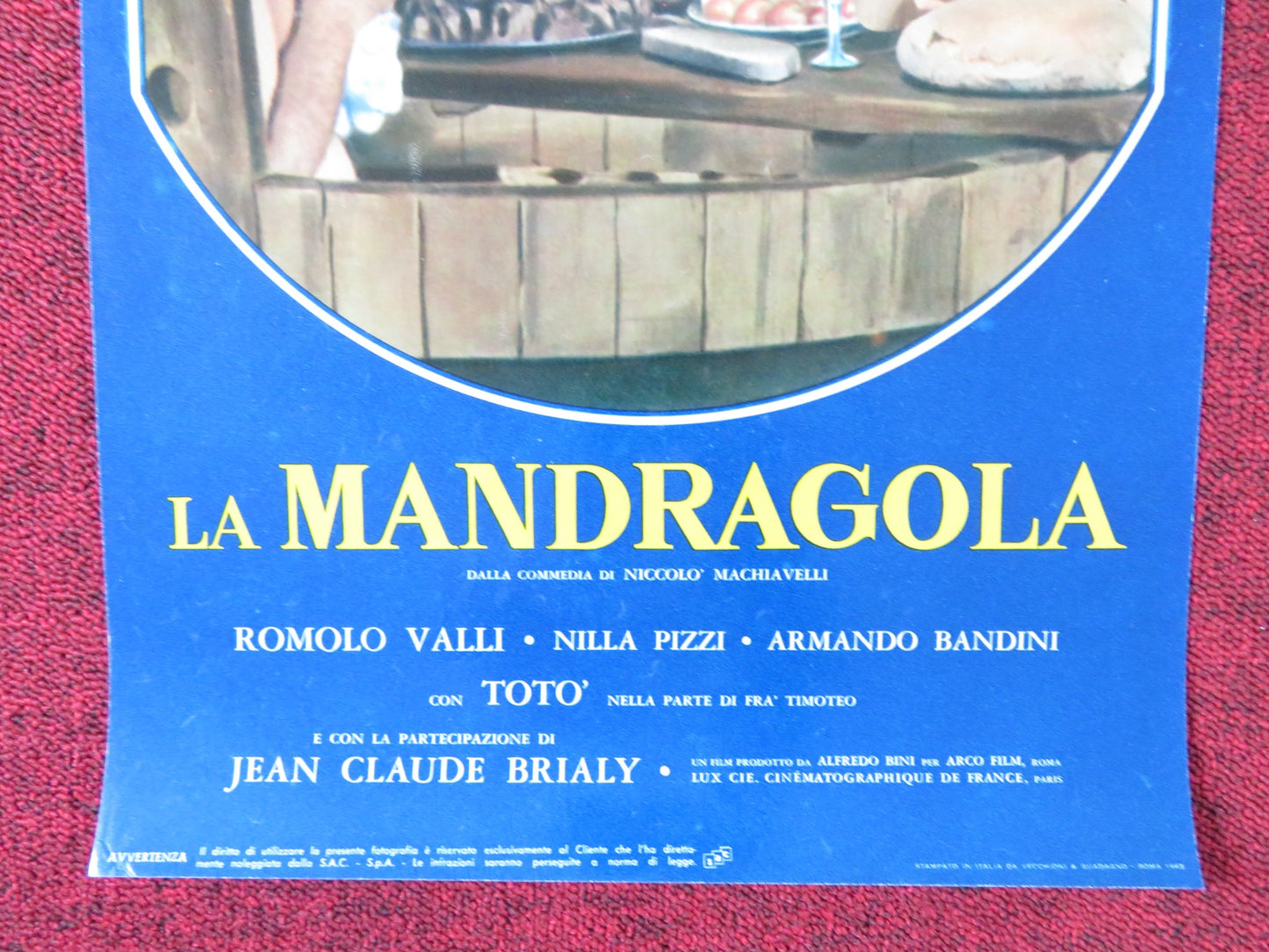 LA MANDRAGOLA ITALIAN LOCANDINA POSTER ROSANNA SCHIAFFINO PHILIPE LEROY 1965