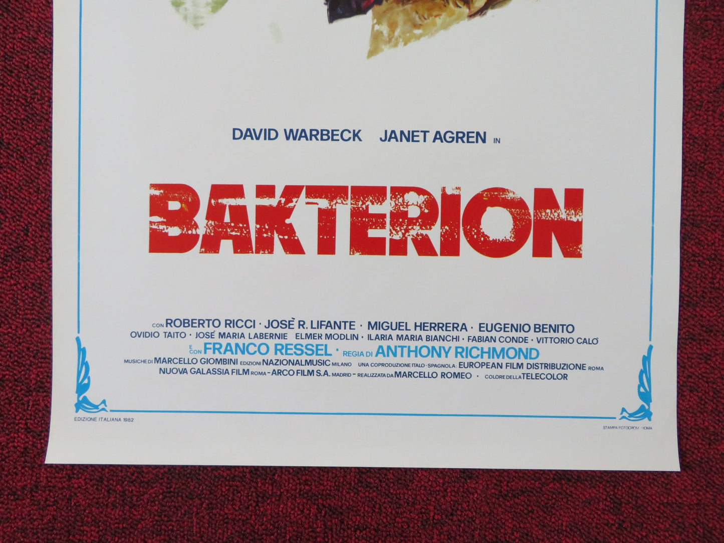 BAKTERION / PANIC ITALIAN LOCANDINA POSTER DAVID WARBECK JANET AGREN 1982