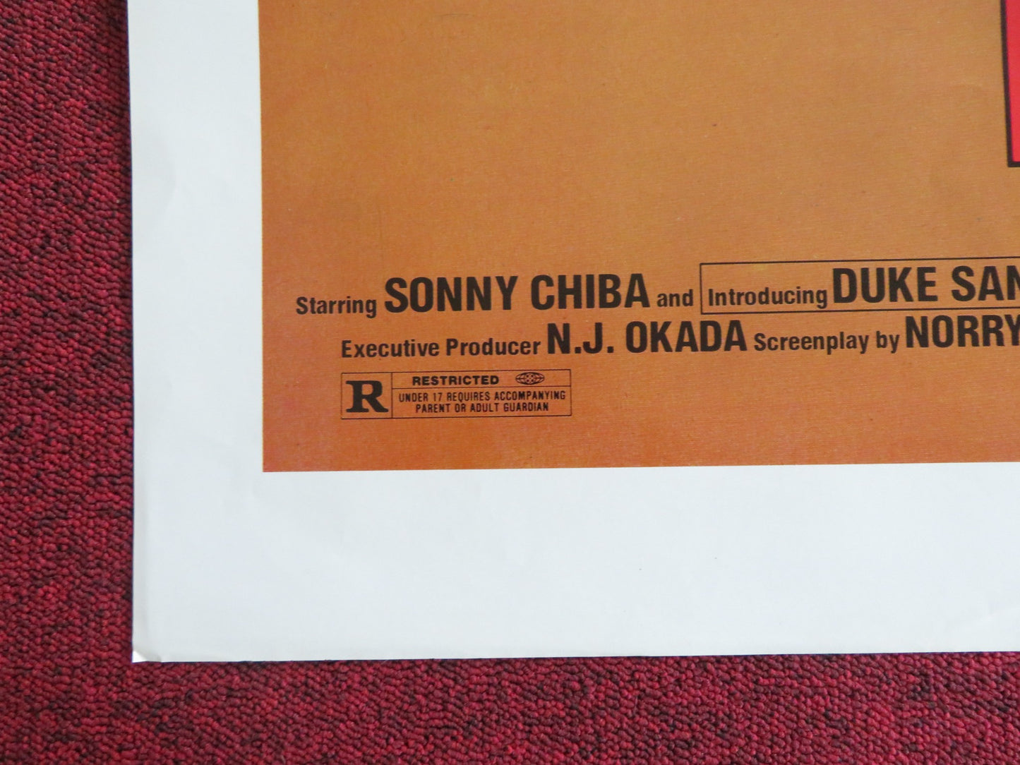 ROARING FIRE FOLDED US ONE SHEET POSTER SONNY CHIBA DUKE SANADA 1981