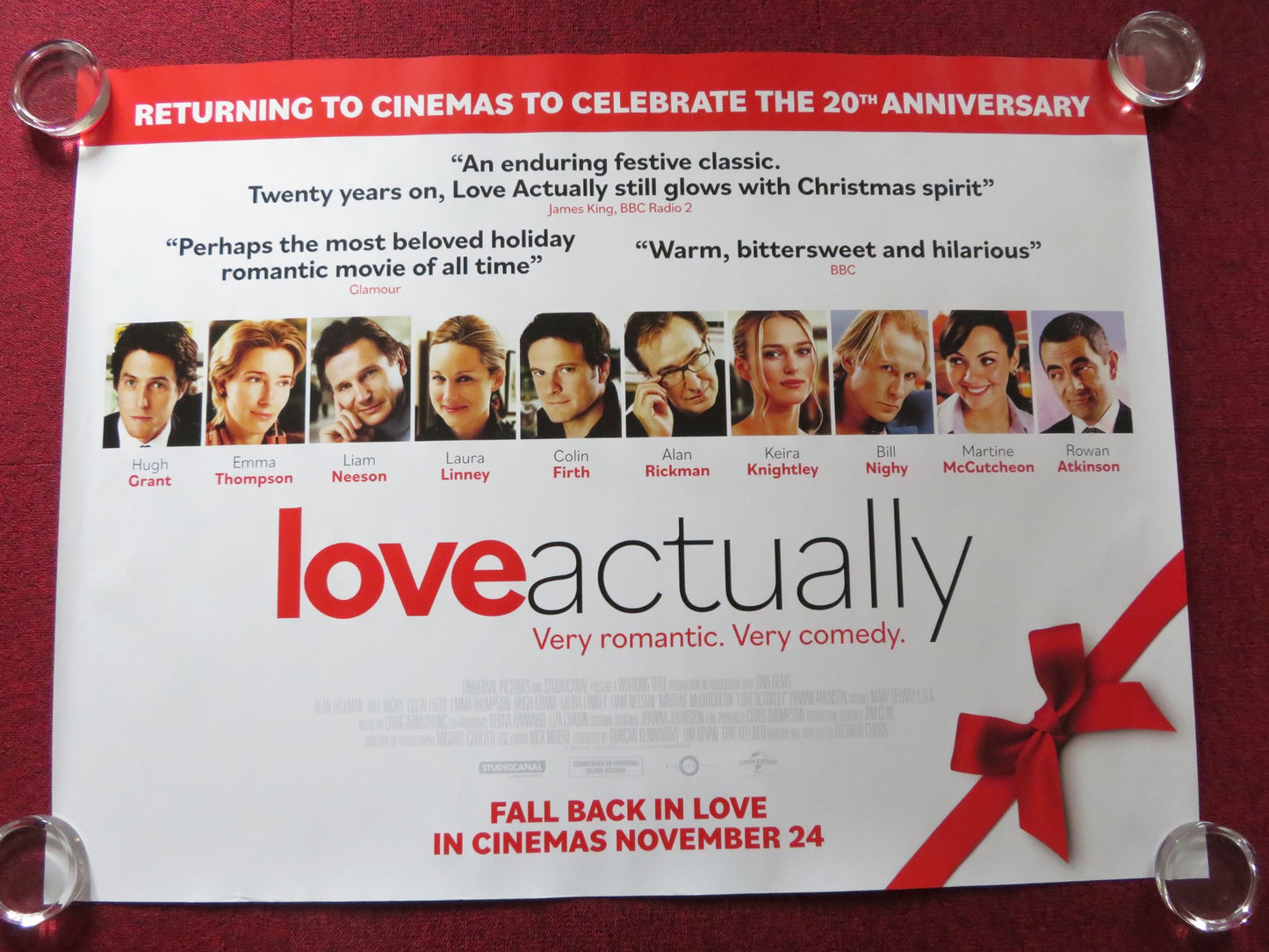 LOVE ACTUALLY 20TH ANNIVERSARY UK QUAD ROLLED POSTER BILL NIGHY COLIN FIRTH 2024