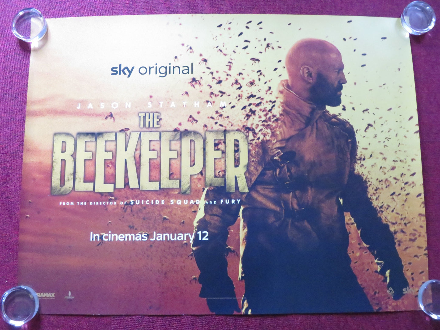 THE BEEKEEPER UK QUAD ROLLED POSTER JASON STATHAM JEREMY IRONS 2024