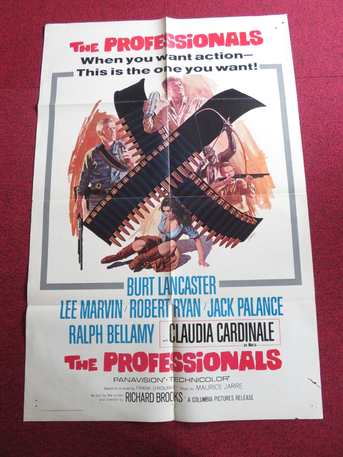 THE PROFESSIONALS- B FOLDED US ONE SHEET POSTER BURT LANCASTER LEE MARVIN 1966