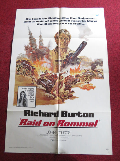 RAID ON ROMMEL FOLDED US ONE SHEET POSTER RICHARD BURTON JOHN COLICOS 1971