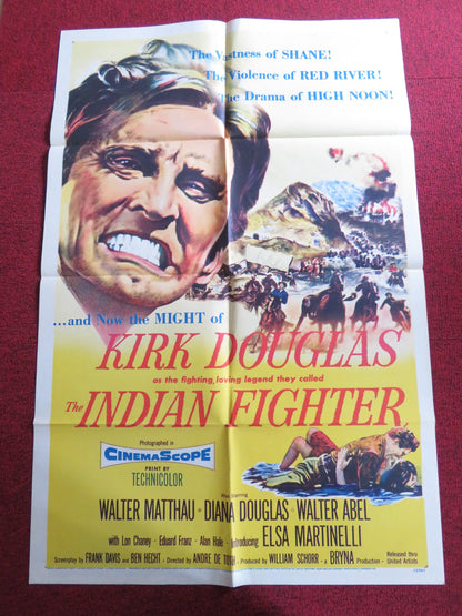 THE INDIAN FIGHTER FOLDED US ONE SHEET POSTER KIRK DOUGLAS WALTER MATTHAU 1955