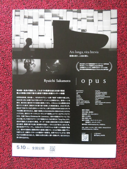 RYUICHI SAKAMOTO: OPUS JAPANESE CHIRASHI (B5) POSTER RYUICHI SAKAMOTO 2023