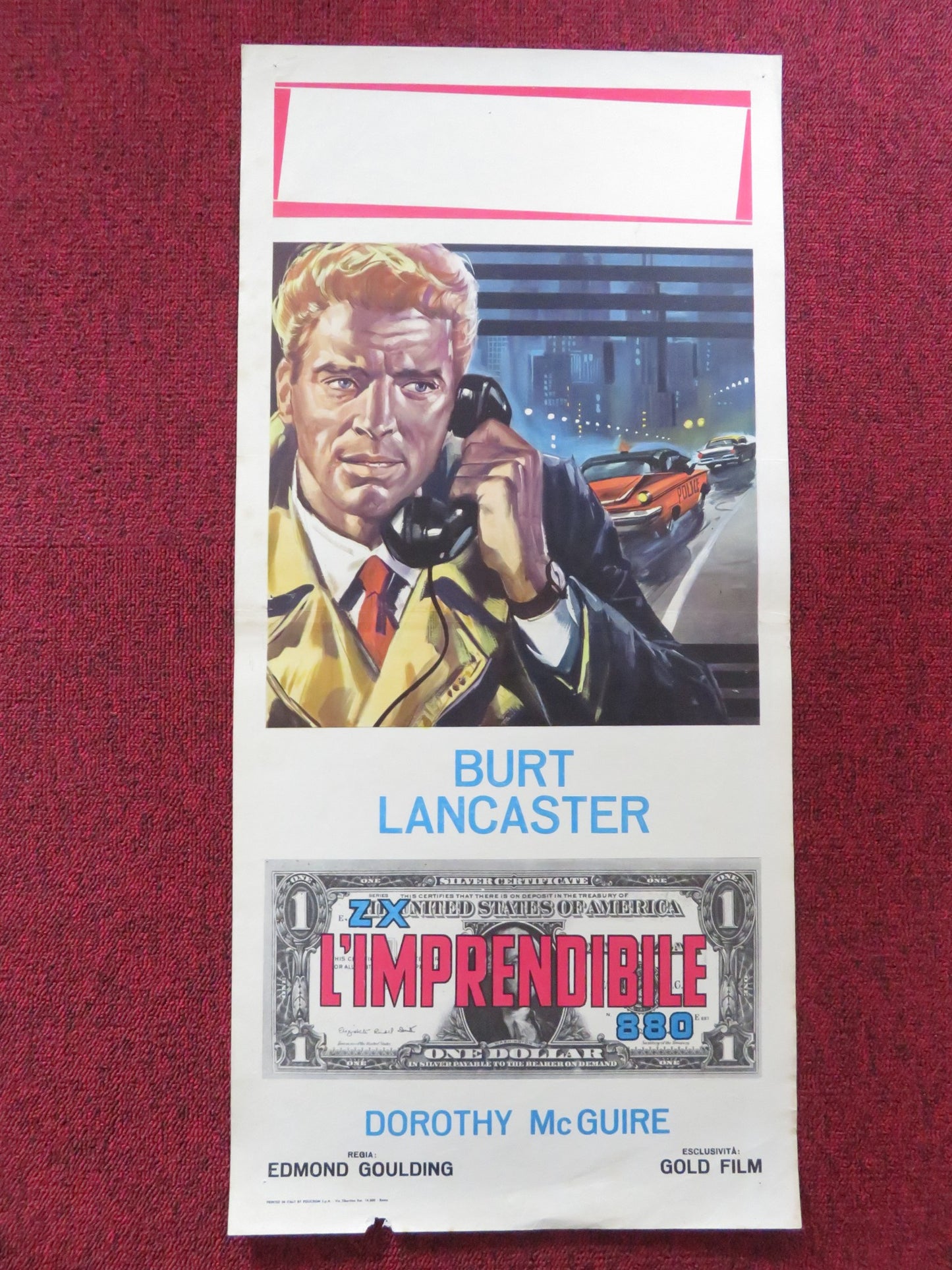 MISTER 880 ITALIAN LOCANDINA POSTER BURT LANCASTER DOROTHY MCGUIRE 1960s