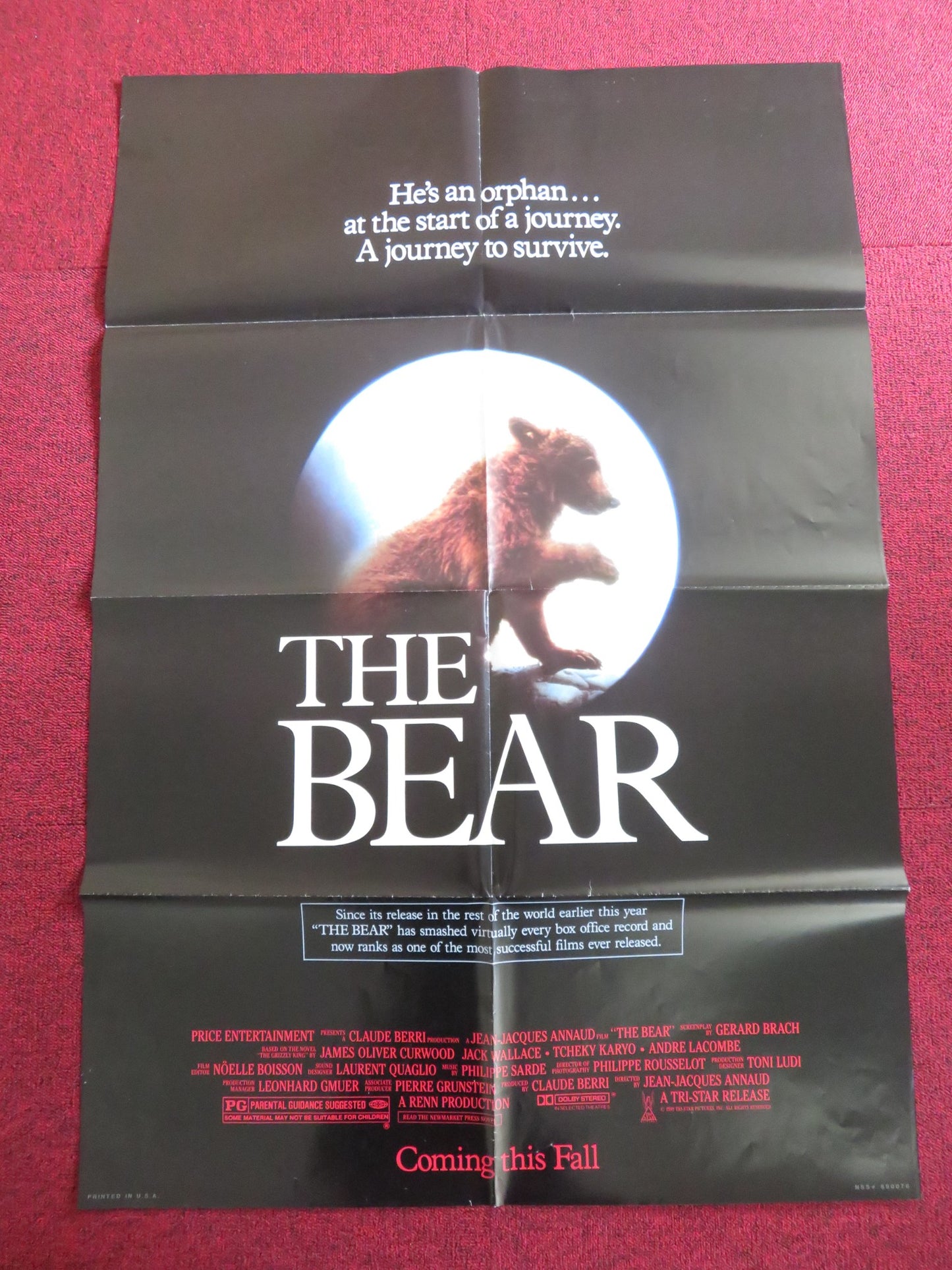 THE BEAR - B FOLDED US ONE SHEET POSTER JACK WALLACE TCHEKY KARYO 1989