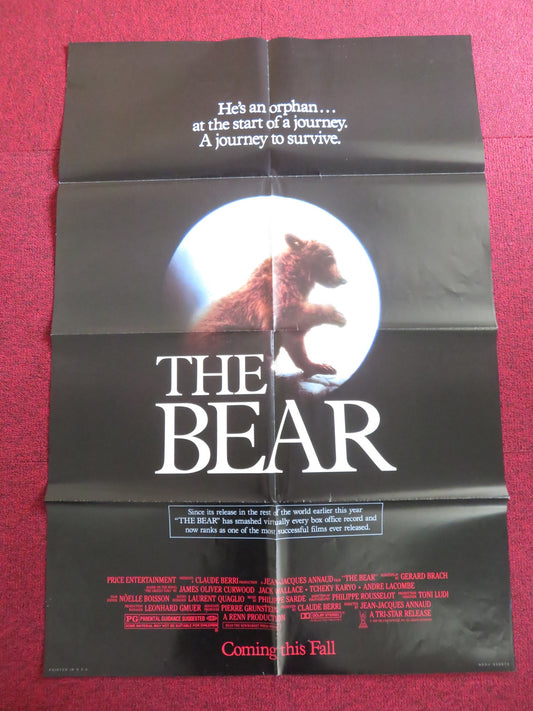 THE BEAR - B FOLDED US ONE SHEET POSTER JACK WALLACE TCHEKY KARYO 1989