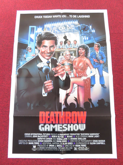 DEATHROW GAMESHOW FOLDED US ONE SHEET POSTER JOHN CAFFERTY ROBYN BLYTHE 1987