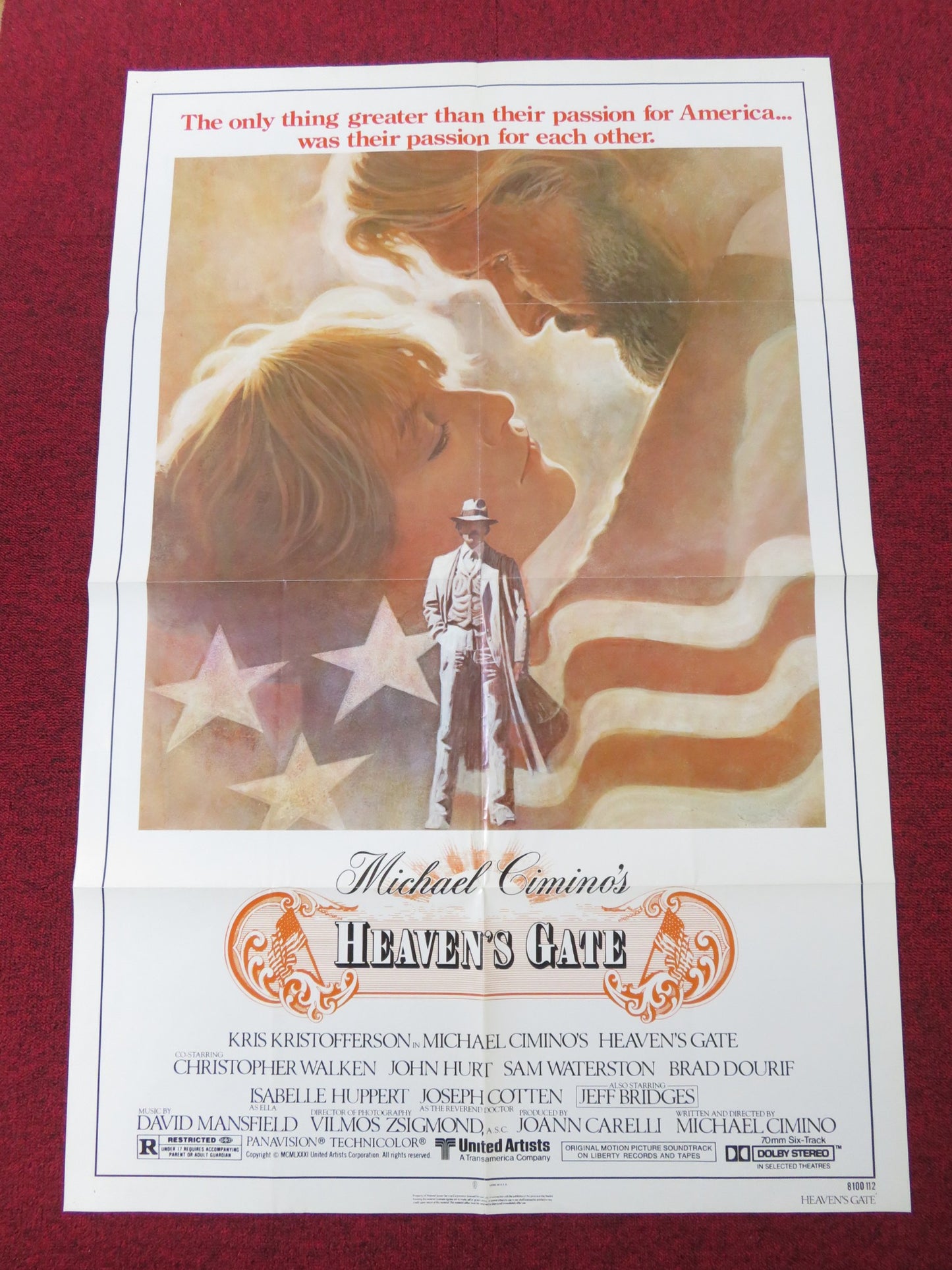 HEAVEN'S GATE FOLDED US ONE SHEET POSTER KRIS KRISTOFFERSON WALKEN 1981