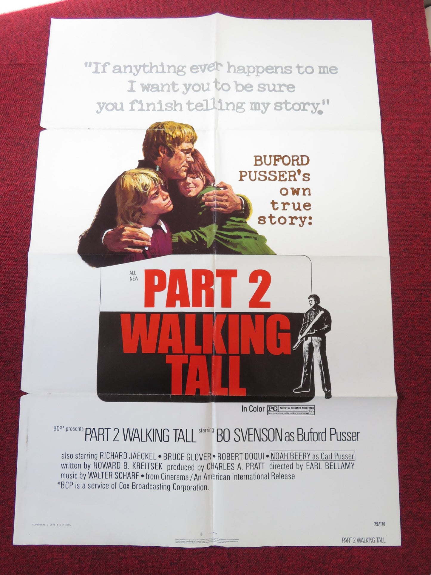 PART 2: WALKING TALL - B FOLDED US ONE SHEET POSTER BO SVENSON BRUCE GLOVER 1975