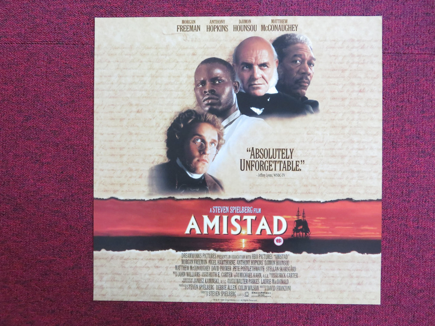 AMISTAD VHS VIDEO POSTER MORGAN FREEMAN ANTHONY HOPKINS 1997