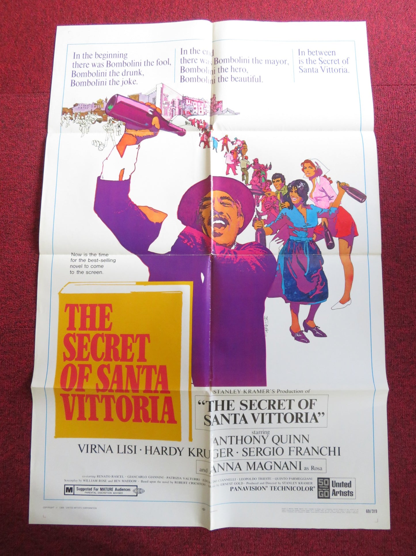 SECRET OF SANTA VITTORIA FOLDED US ONE SHEET POSTER QUINN VIRNA LISI 1969