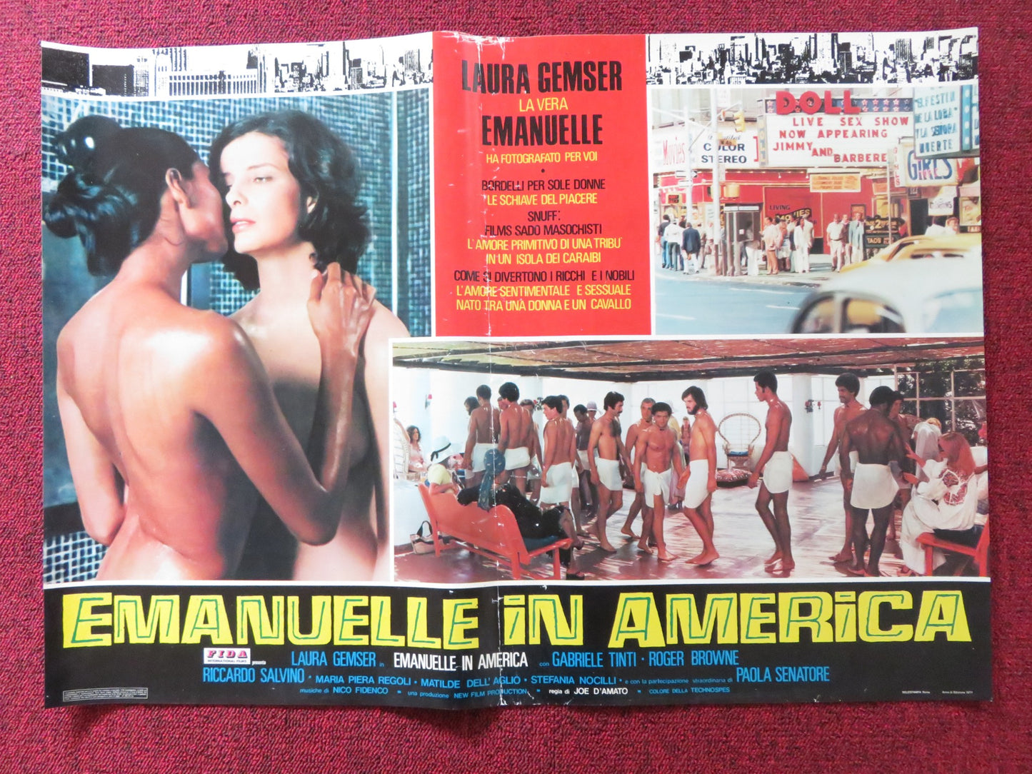 EMANUELLE IN AMERICA - A ITALIAN FOTOBUSTA POSTER JOE D'AMATO LAURA GEMSER 1977