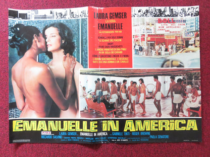 EMANUELLE IN AMERICA - A ITALIAN FOTOBUSTA POSTER JOE D'AMATO LAURA GEMSER 1977