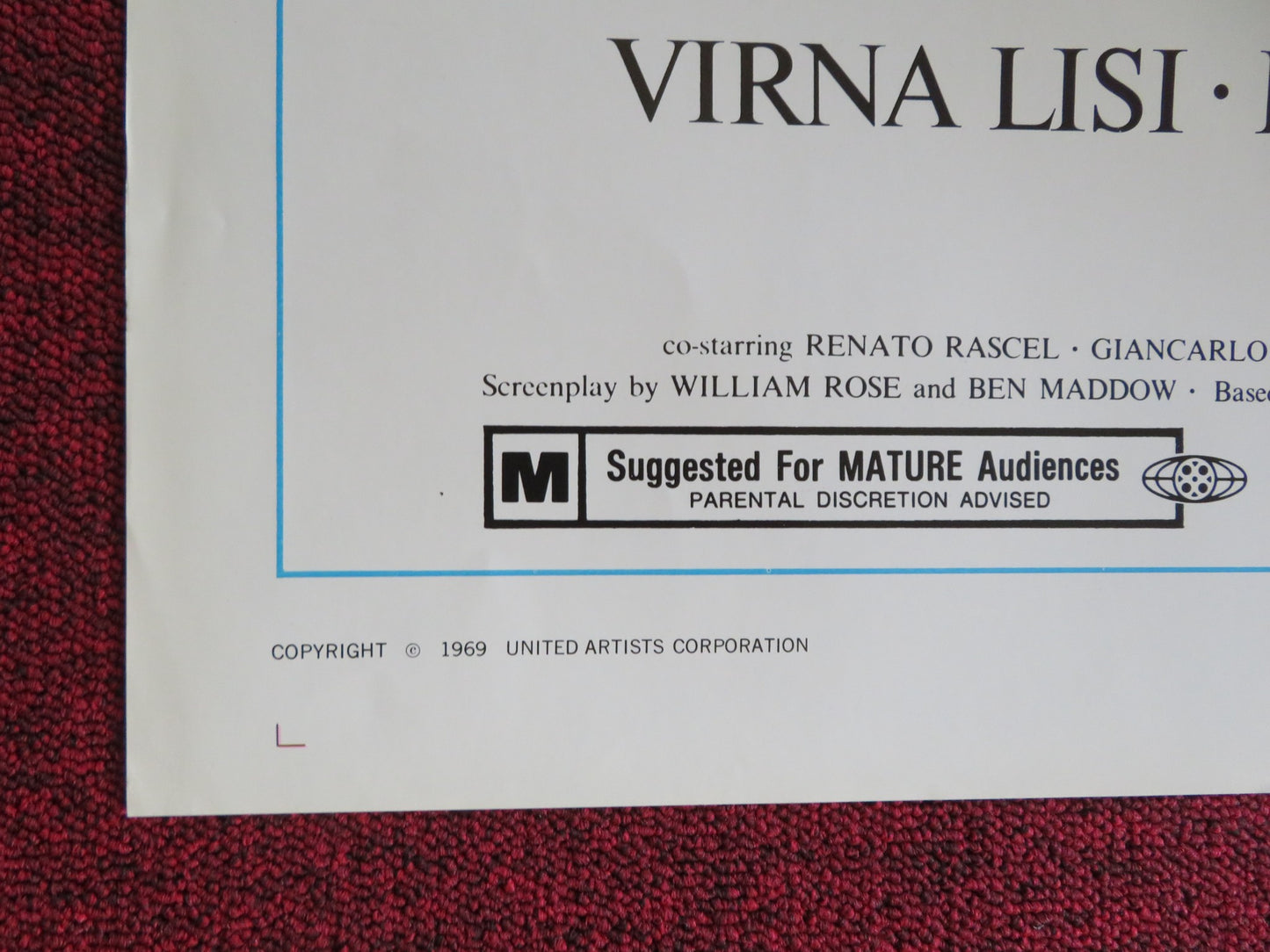 SECRET OF SANTA VITTORIA FOLDED US ONE SHEET POSTER QUINN VIRNA LISI 1969