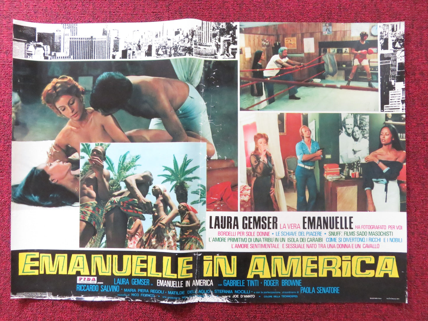 EMANUELLE IN AMERICA - C ITALIAN FOTOBUSTA POSTER JOE D'AMATO LAURA GEMSER 1977