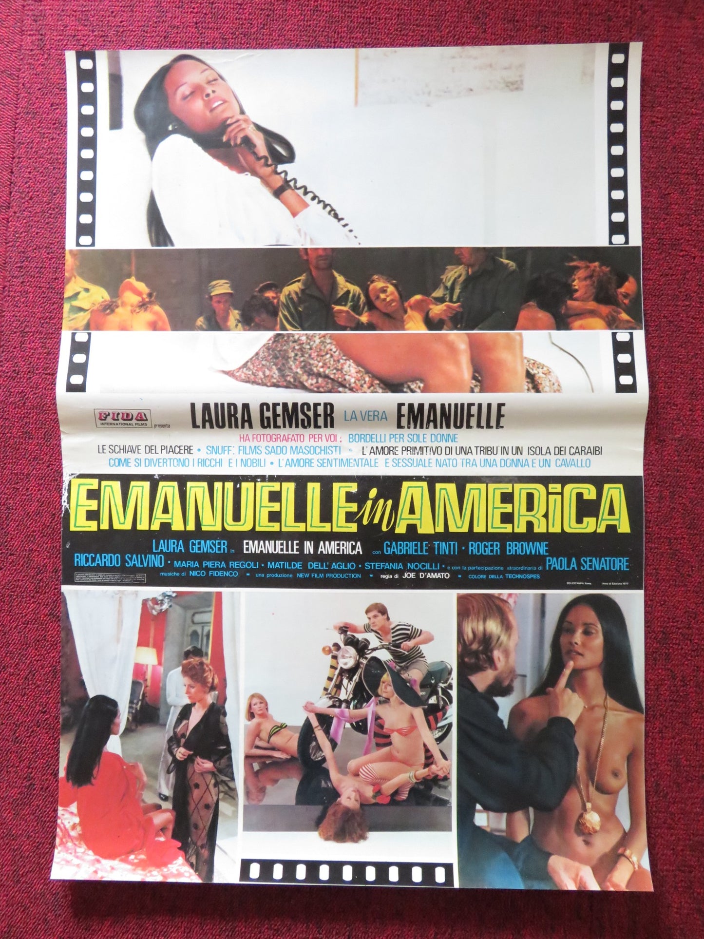 EMANUELLE IN AMERICA - C ITALIAN FOTOBUSTA POSTER JOE D'AMATO LAURA GEMSER 1977