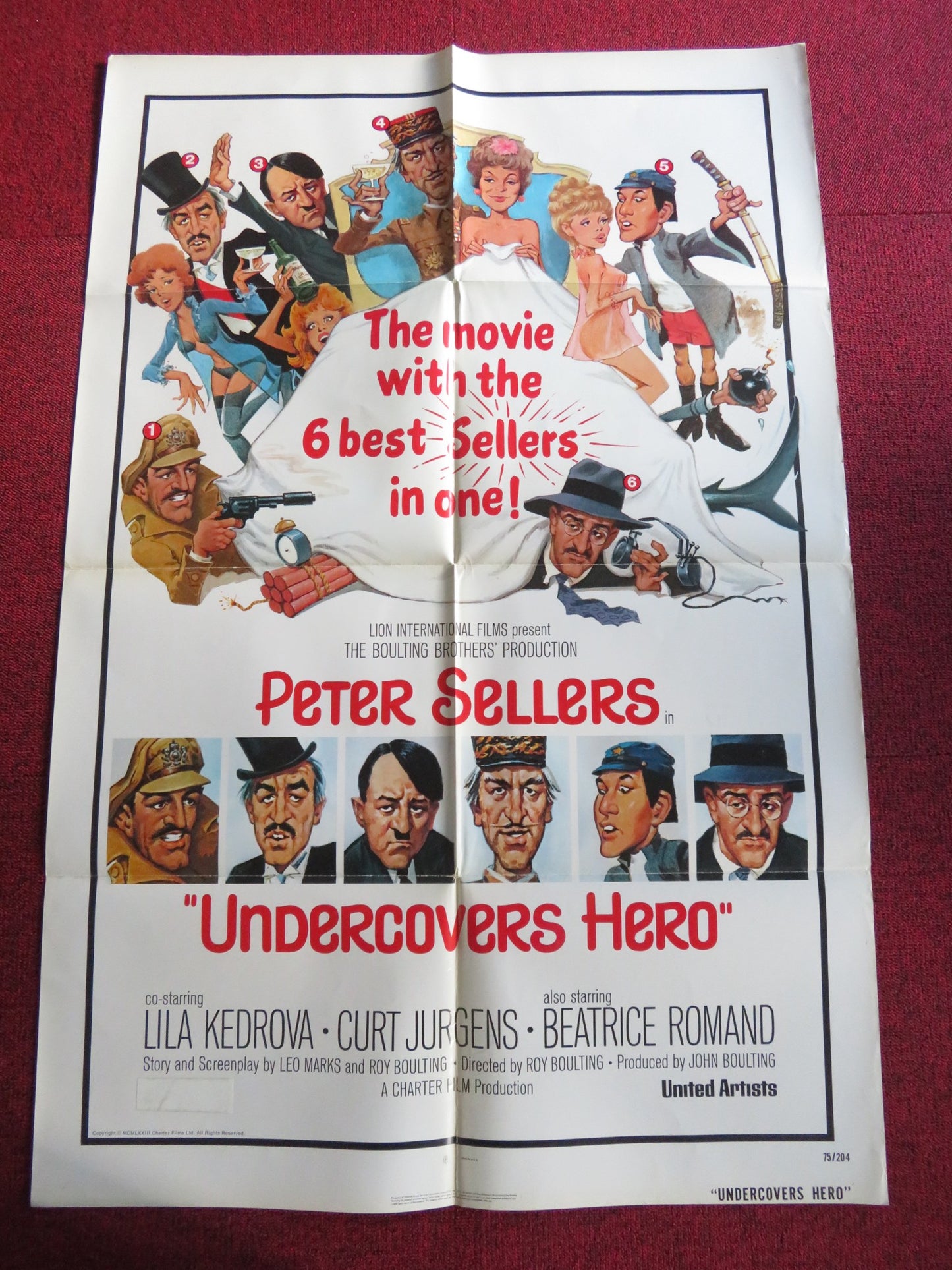 UNDERCOVERS HERO FOLDED US ONE SHEET POSTER PETER SELLERS LILA KEDROVA 1975