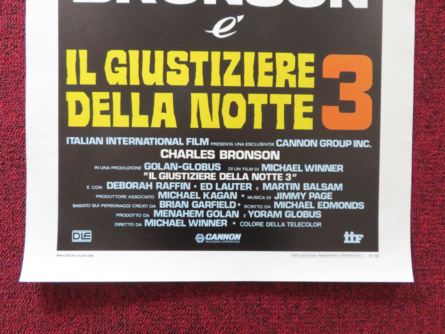 DEATH WISH 3 ITALIAN LOCANDINA POSTER CANNON CHARLES BRONSON DEBORAH RAFFIN 1986