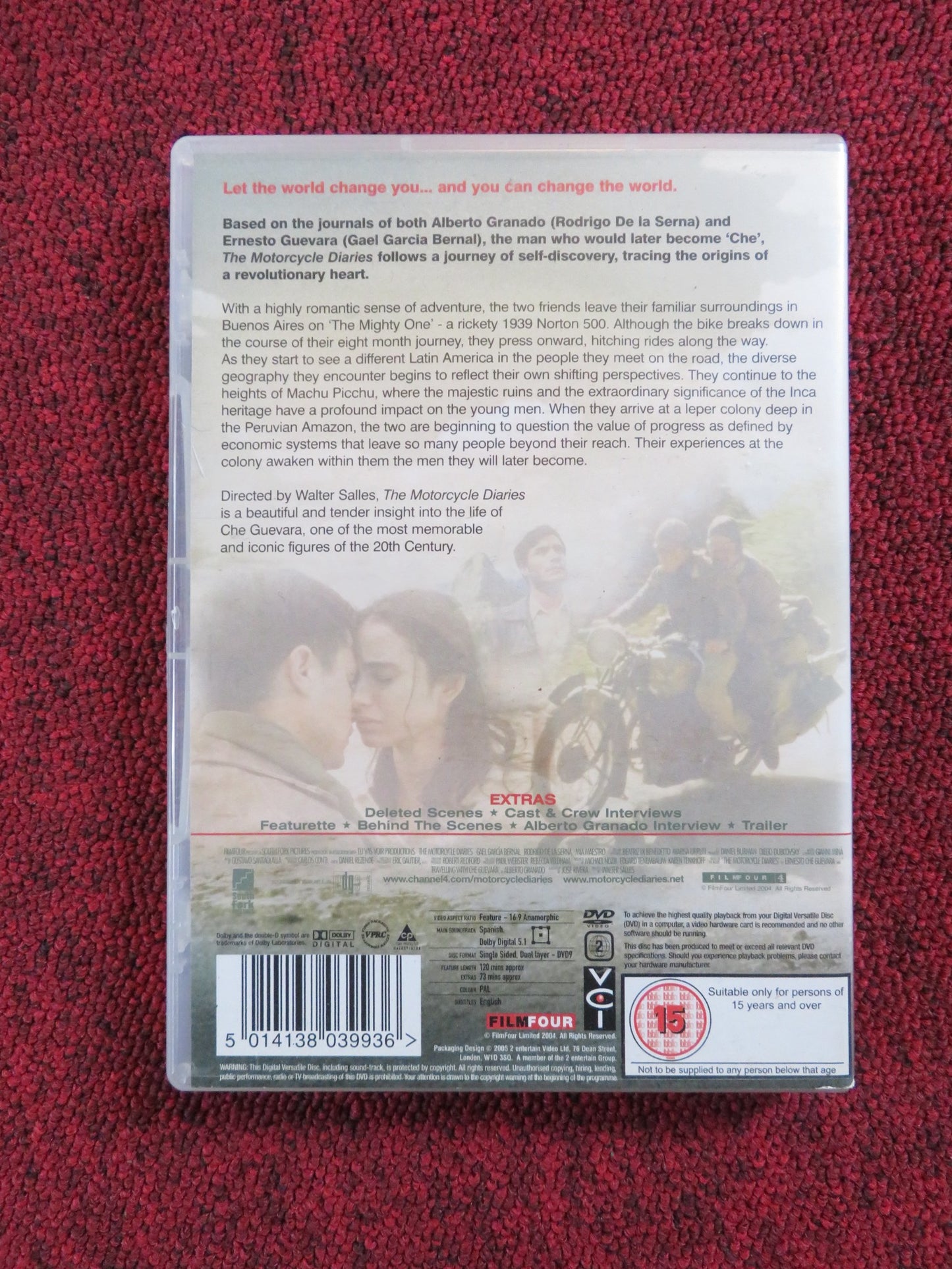 THE MOTORCYCLE DIARIES (DVD)GAEL GARCIA BERNAL RODRIGO DE LA SERNA 2004 REGION 2