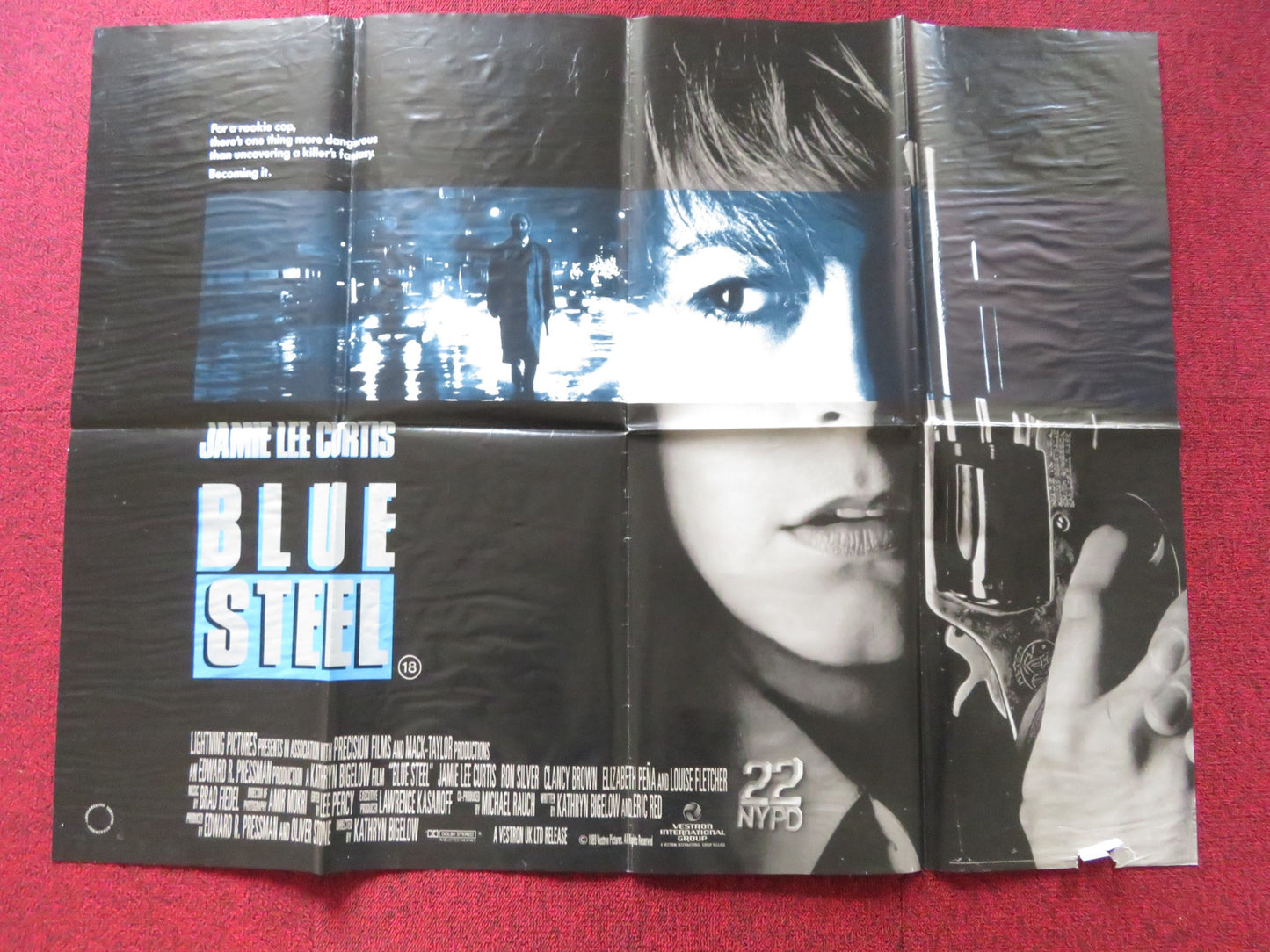 BLUE STEEL UK QUAD POSTER FOLDED JAMIE LEE CURTIS RON SILVER 1990