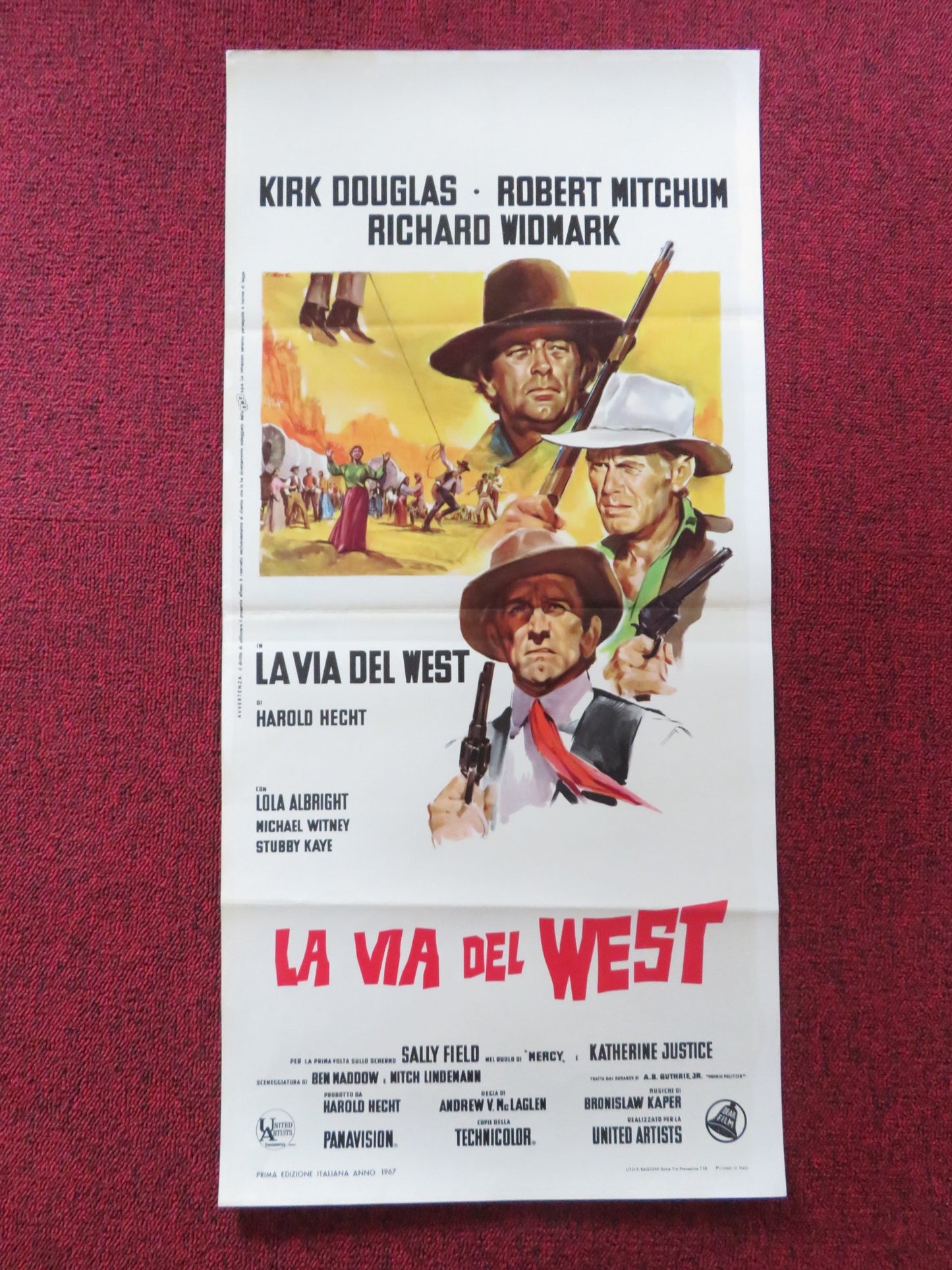 THE WAY WEST ITALIAN LOCANDINA POSTER KIRK DOUGLAS ROBERT MITCHUM 1967