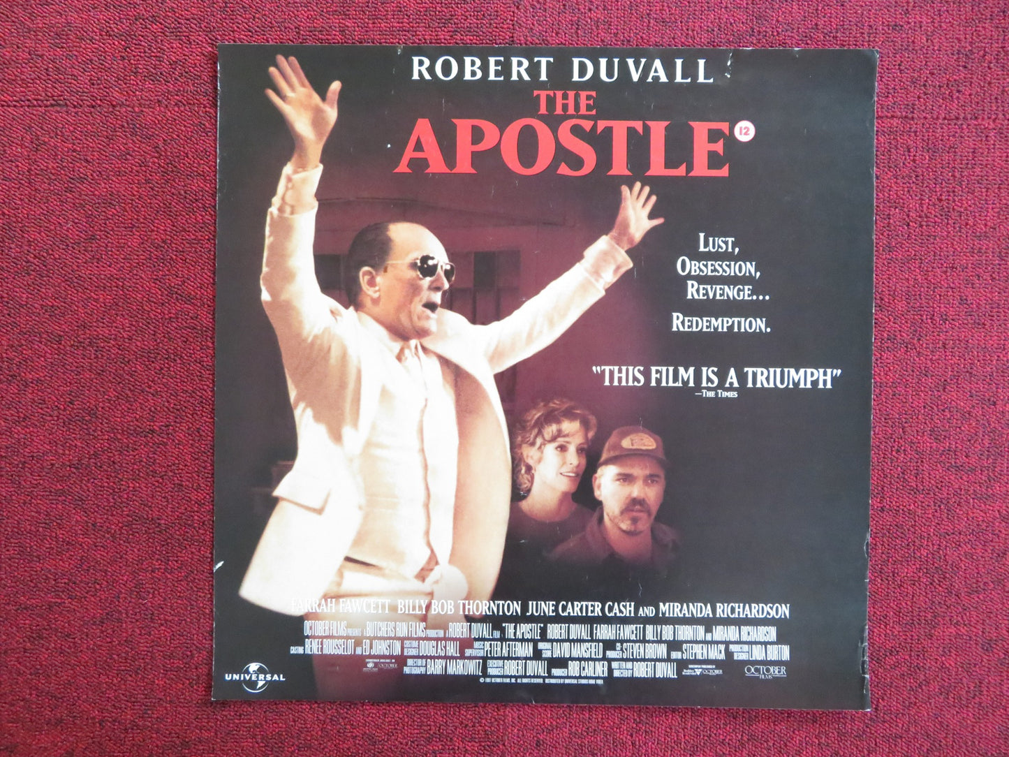 THE APOSTLE VHS VIDEO POSTER ROBERT DUVALL FARRAH FAWCETT 1997