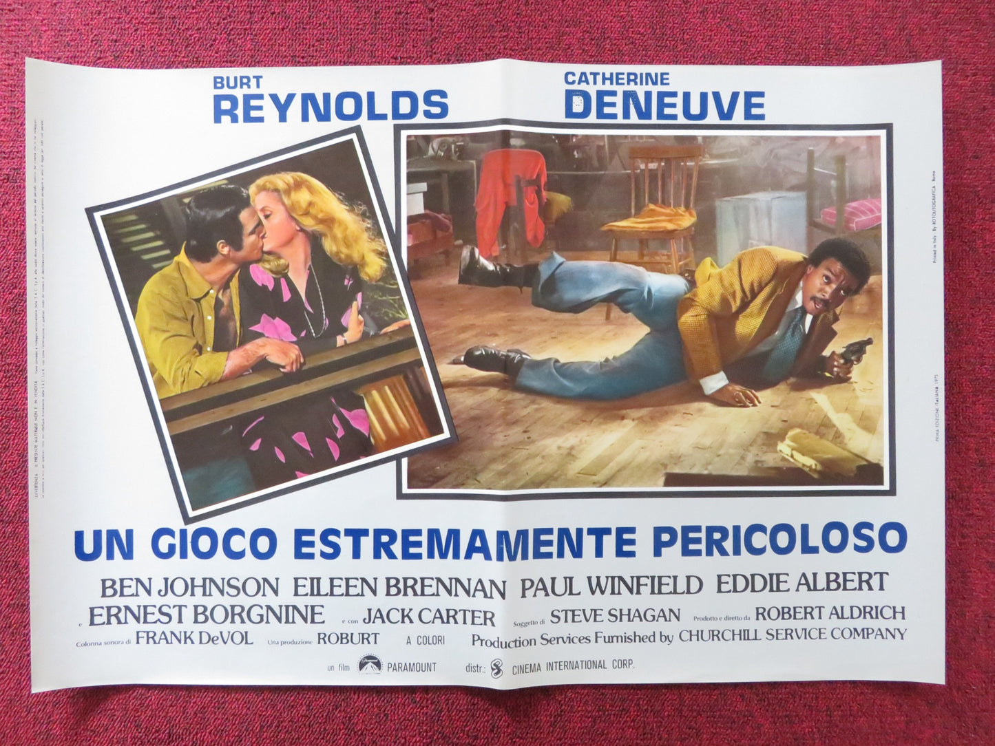 HUSTLE - D ITALIAN FOTOBUSTA POSTER BURT REYNOLDS CATHERINE DENEUVE 1975