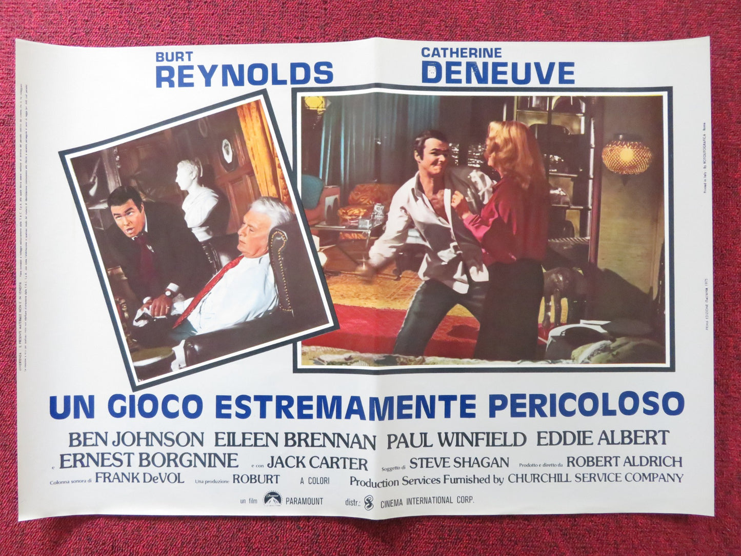 HUSTLE - E ITALIAN FOTOBUSTA POSTER BURT REYNOLDS CATHERINE DENEUVE 1975