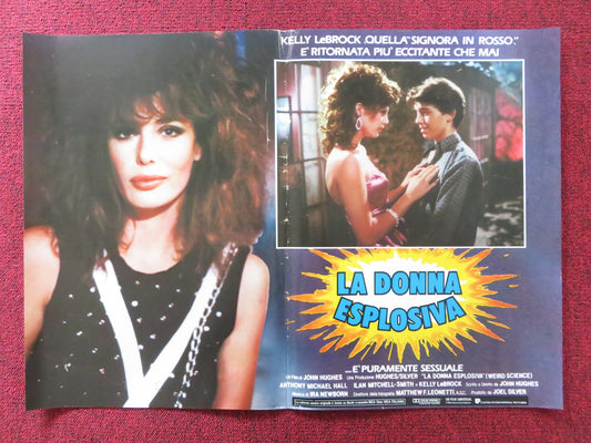 WEIRD SCIENCE - A ITALIAN FOTOBUSTA POSTER KELLY LEBROCK A. MICHAEL HALL 1985