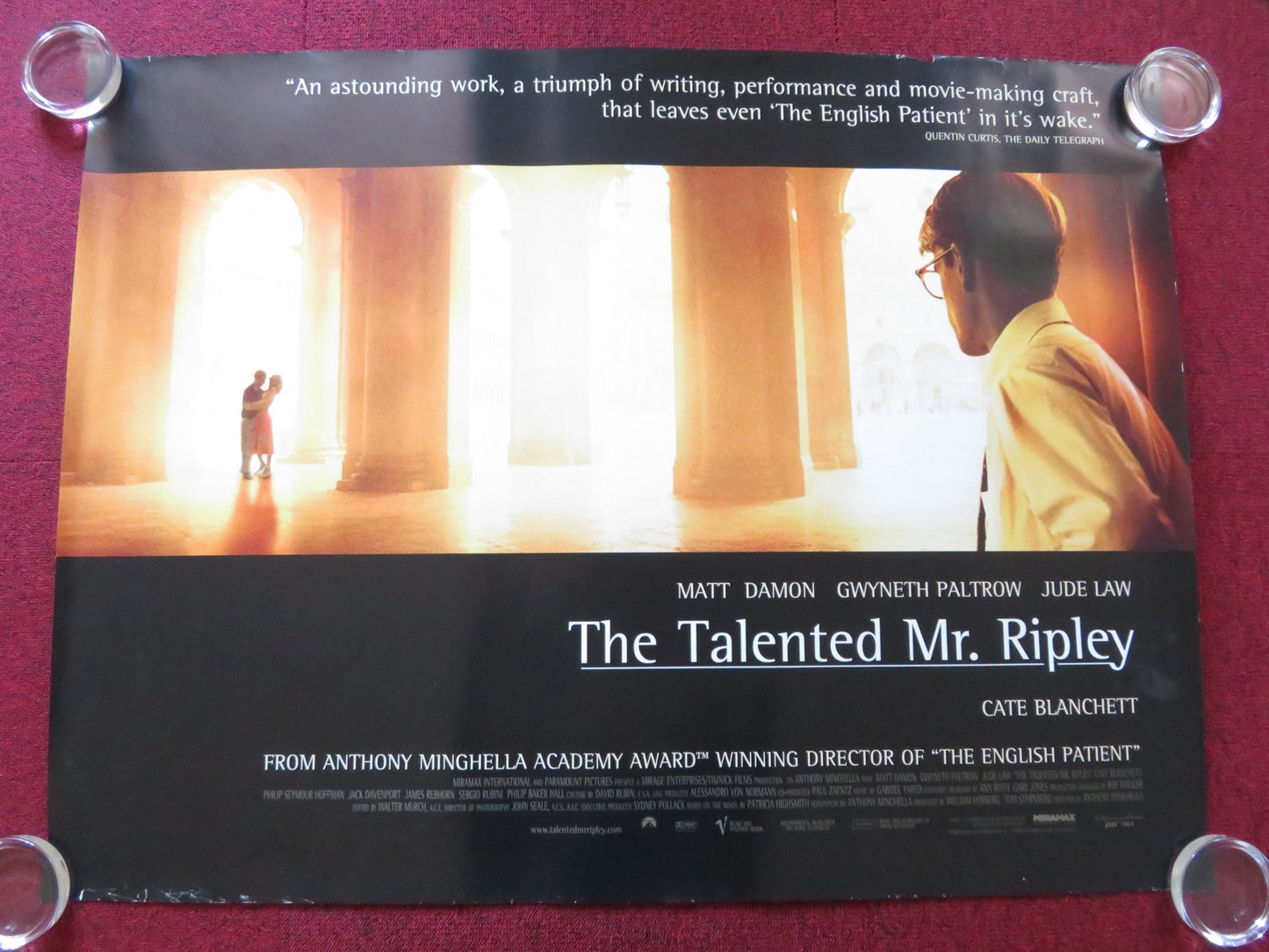 THE TALENTED MR. RIPLEY UK QUAD ROLLED POSTER MATT DAMON JUDE LAW 1999